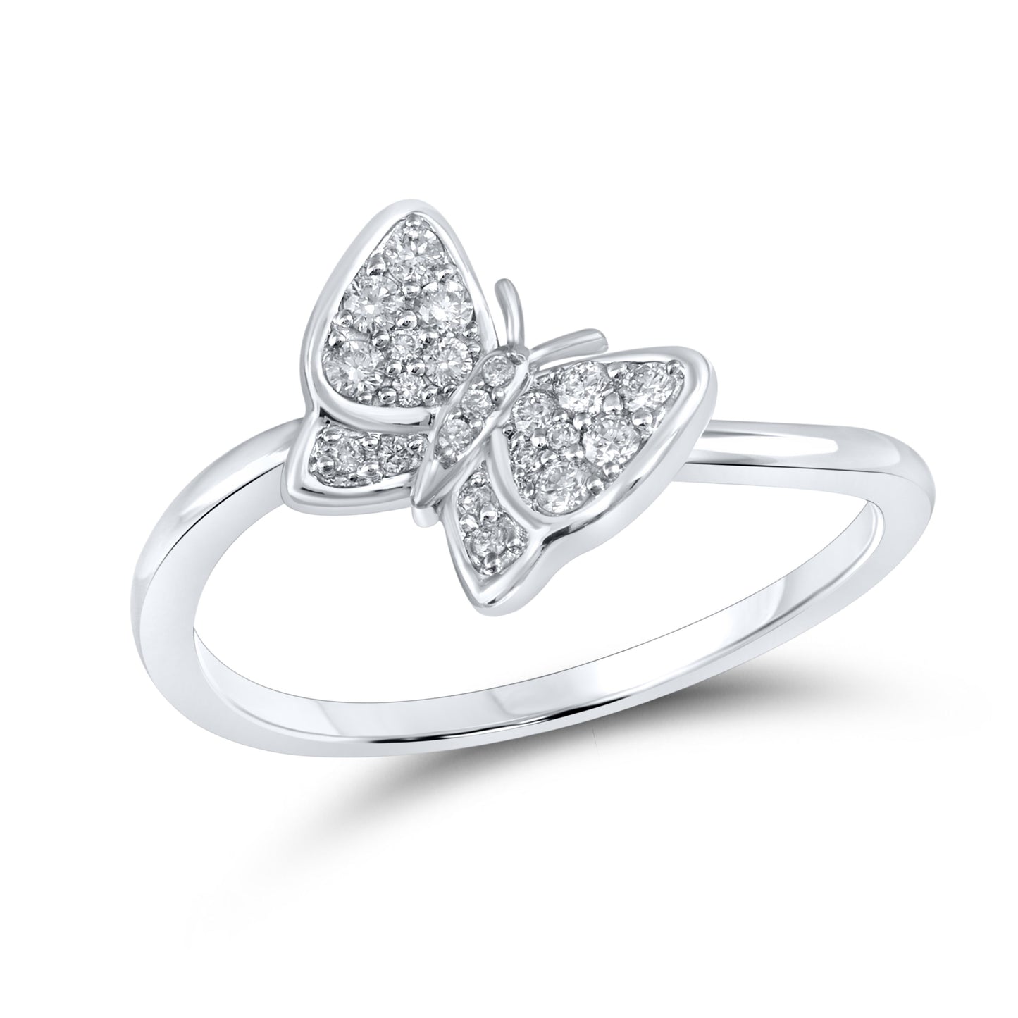 14k White Gold 0.15 CTW Diamond Butterfly ring