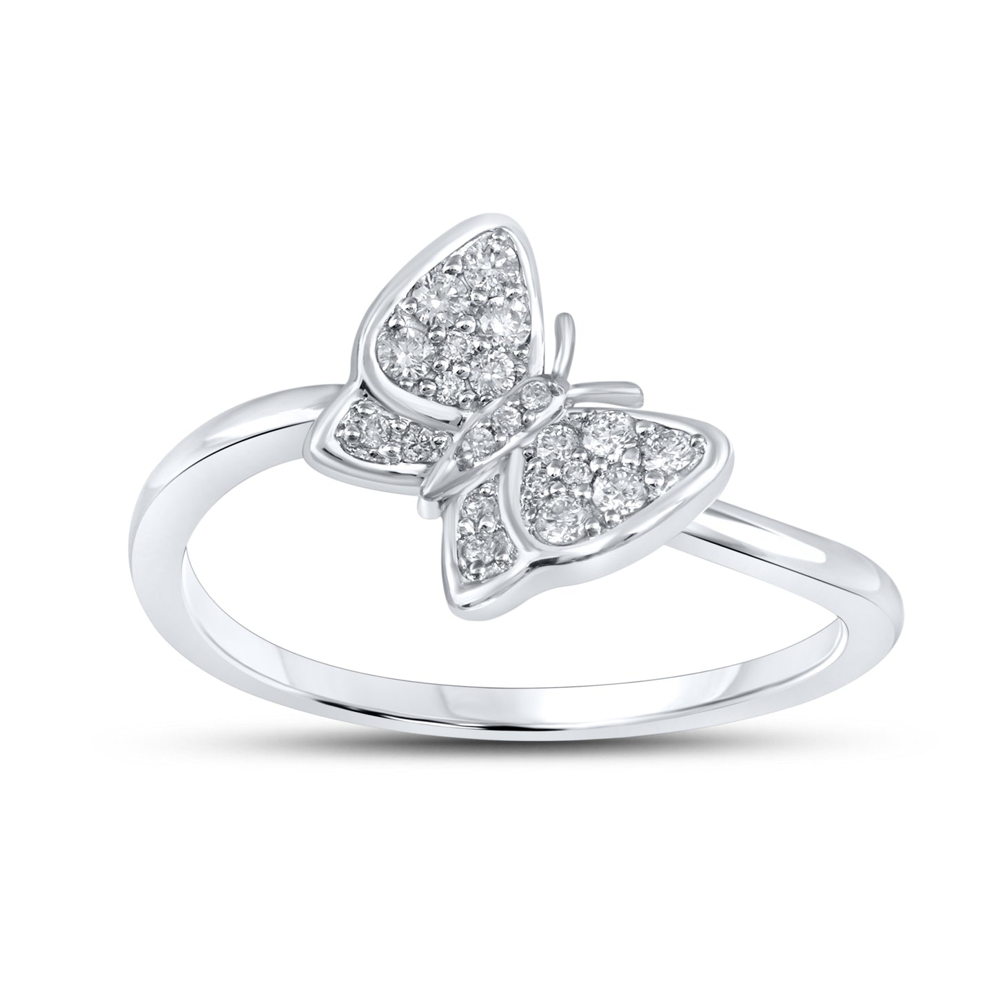 14k White Gold 0.15 CTW Diamond Butterfly ring