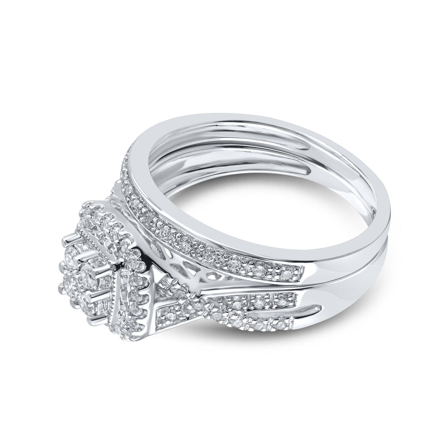 14kt White Gold 0.50 CTW Natural Diamond Bridal Ring Set