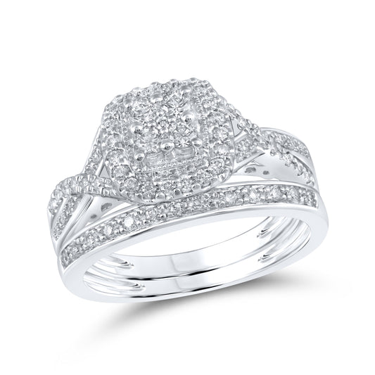 14kt White Gold 0.50 CTW Natural Diamond Bridal Ring Set