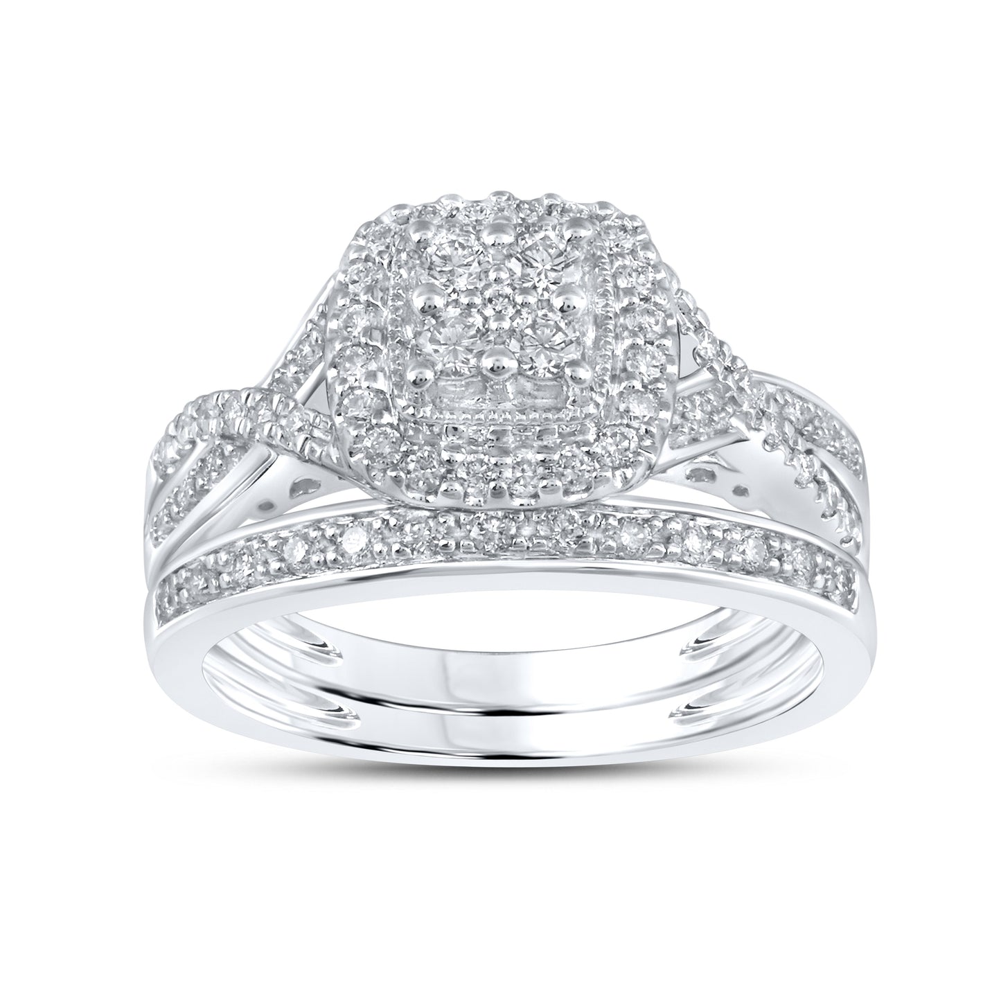 14kt White Gold 0.50 CTW Natural Diamond Bridal Ring Set