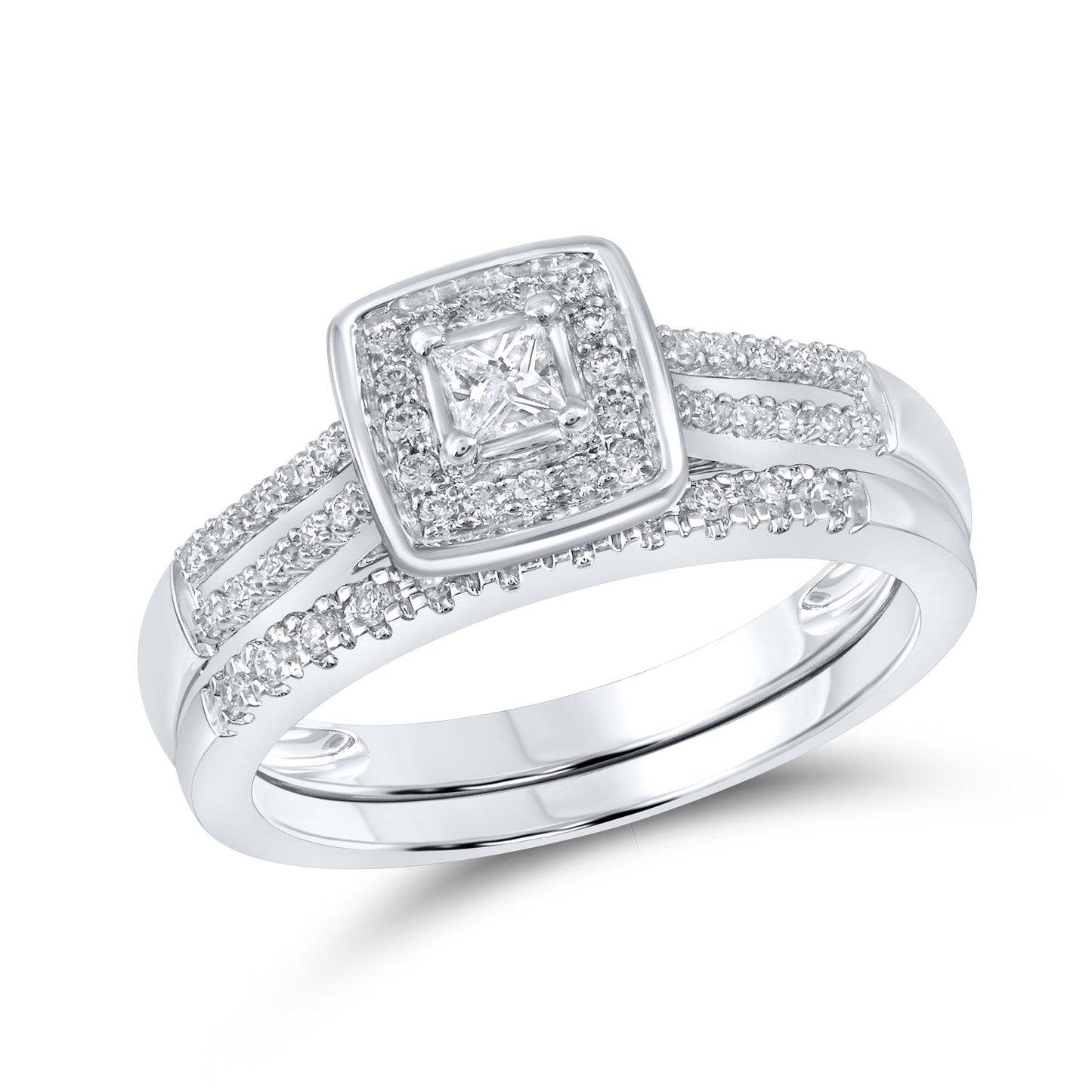 14kt White Gold 0.32 CTW Natural Diamond Bridal Ring Set