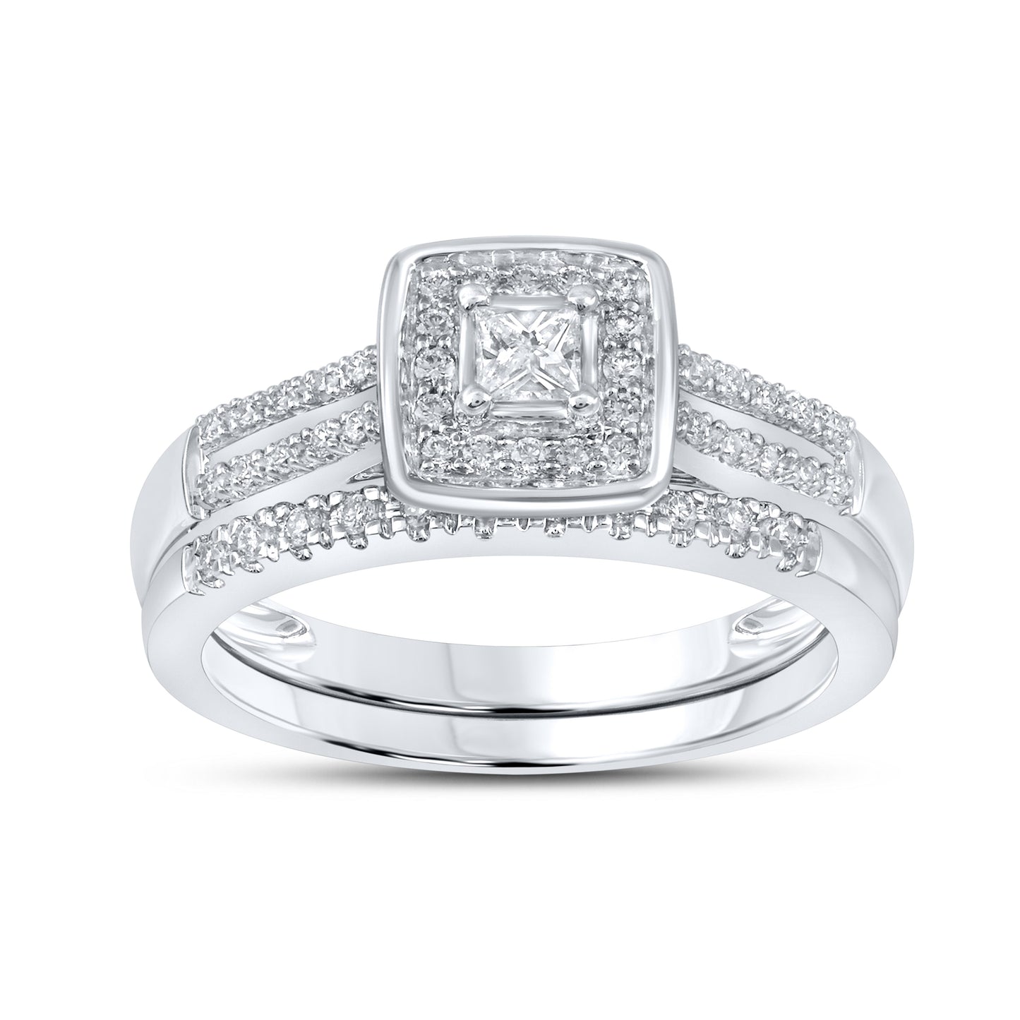 14kt White Gold 0.32 CTW Natural Diamond Bridal Ring Set