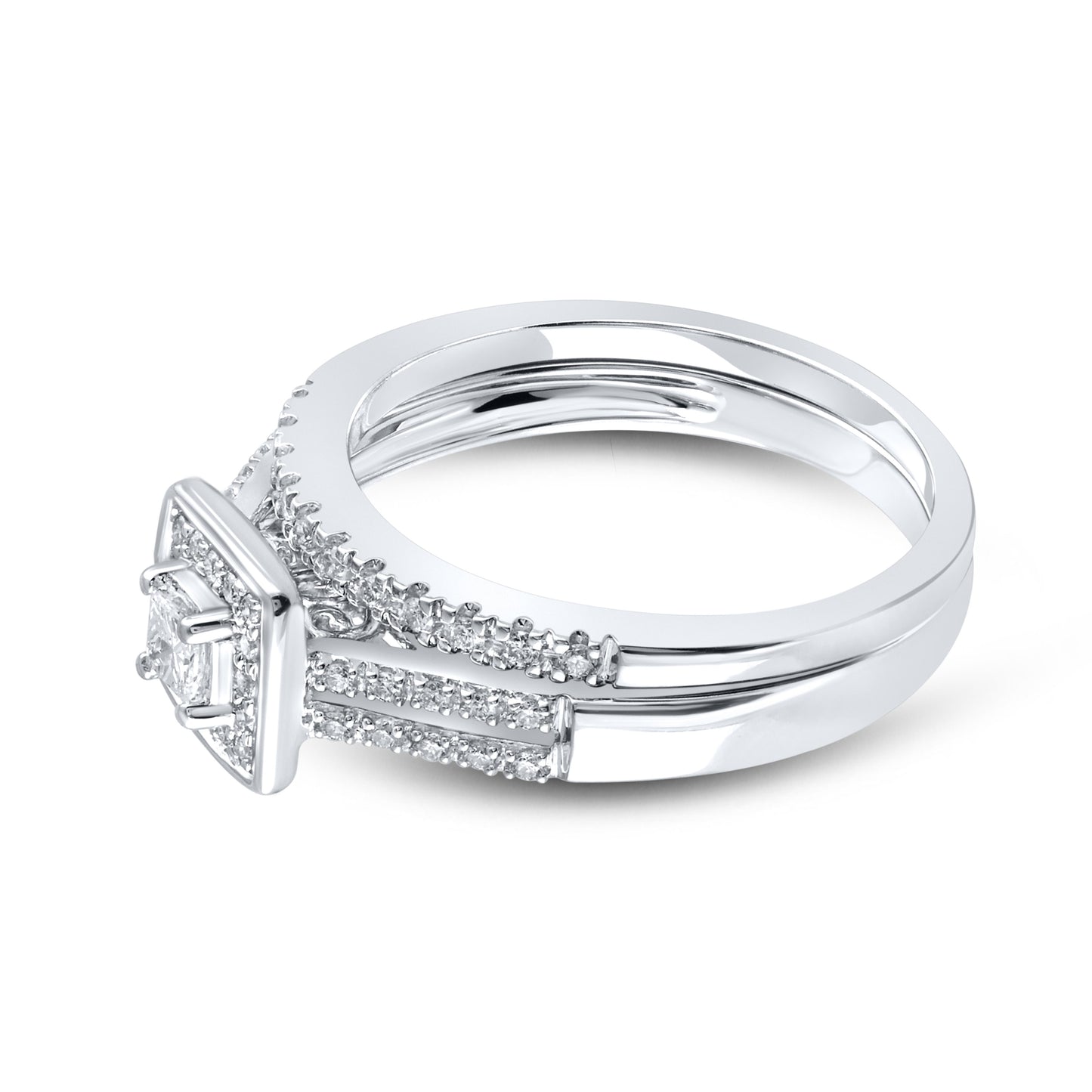 14kt White Gold 0.32 CTW Natural Diamond Bridal Ring Set