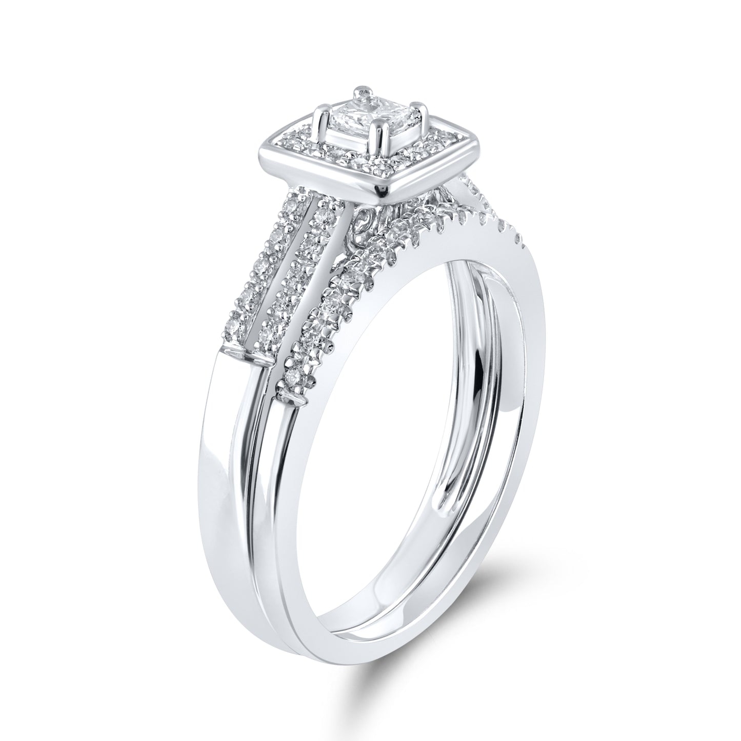 14kt White Gold 0.32 CTW Natural Diamond Bridal Ring Set