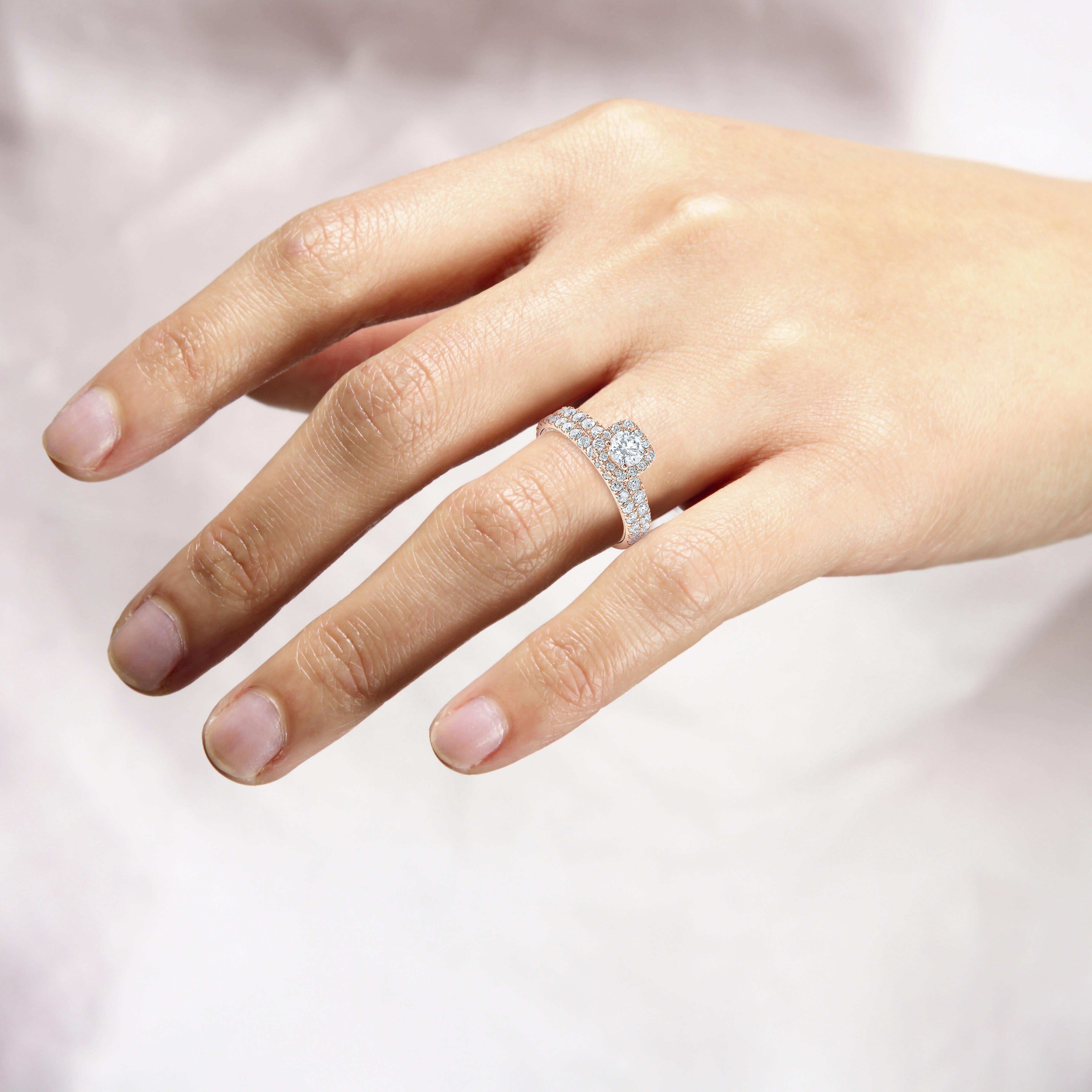 14kt Rose Gold 1.50 CTW Natural Diamond Bridal Ring Set