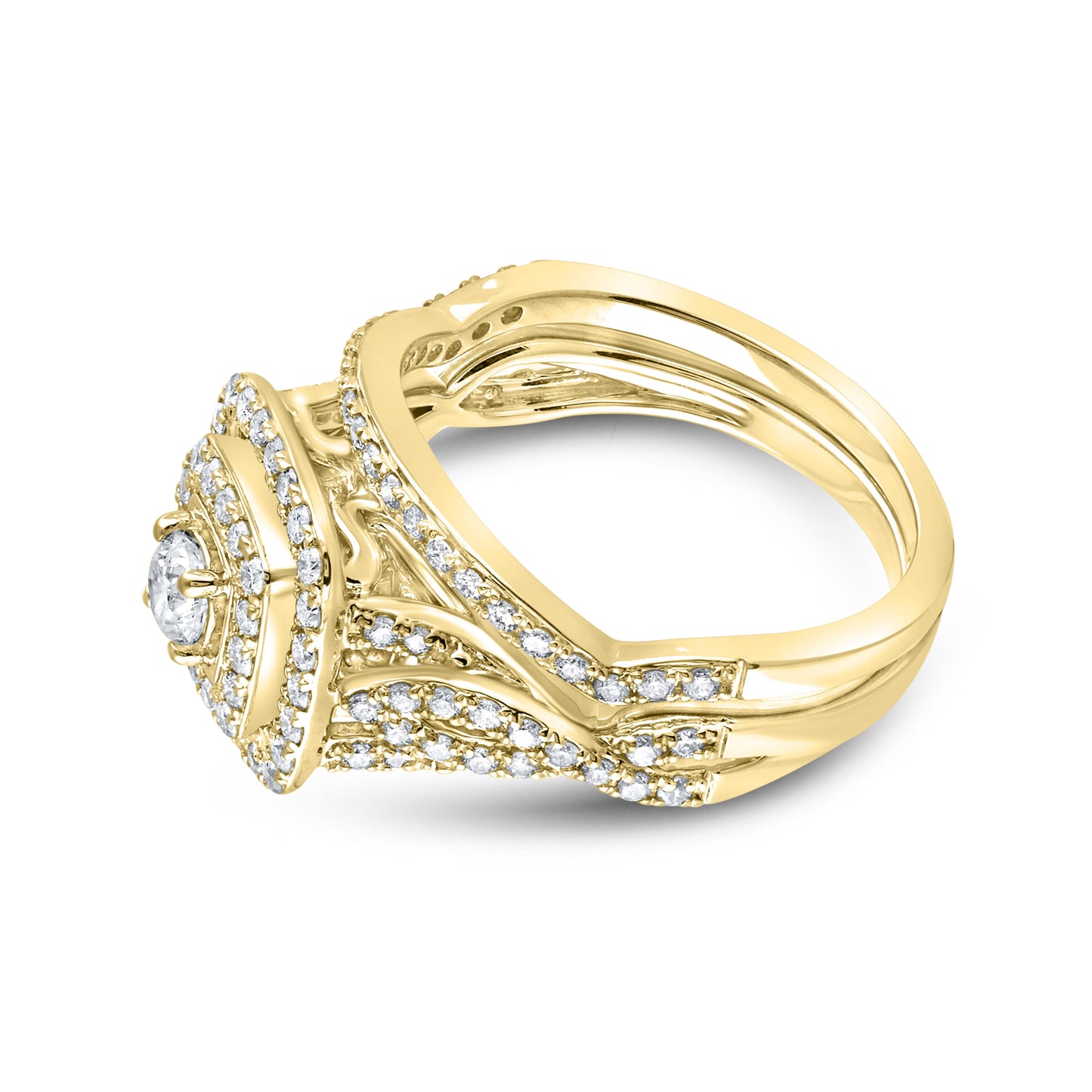 14kt Yellow Gold 1.00 CTW Natural Diamond Bridal Ring set