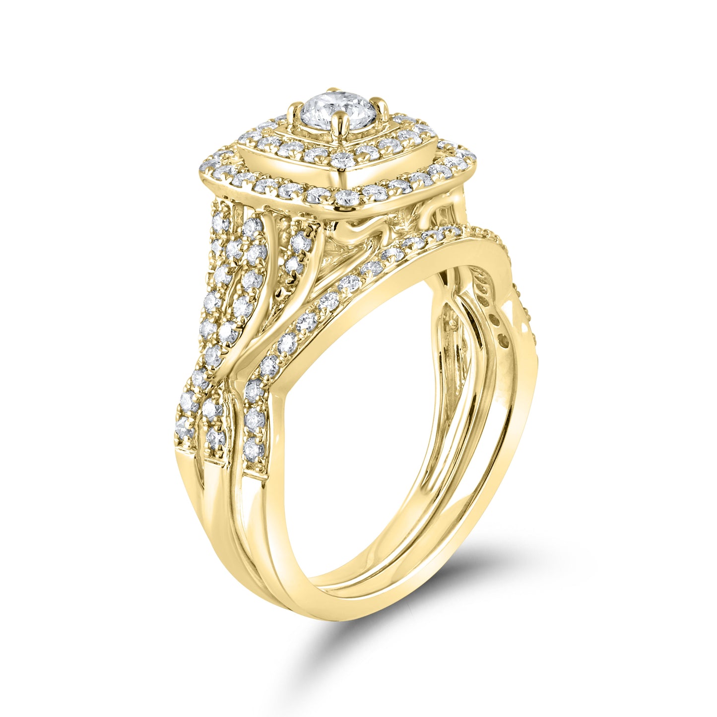 14kt Yellow Gold 1.00 CTW Natural Diamond Bridal Ring set