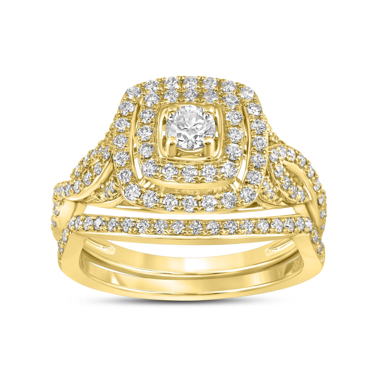 14kt Yellow Gold 1.00 CTW Natural Diamond Bridal Ring set