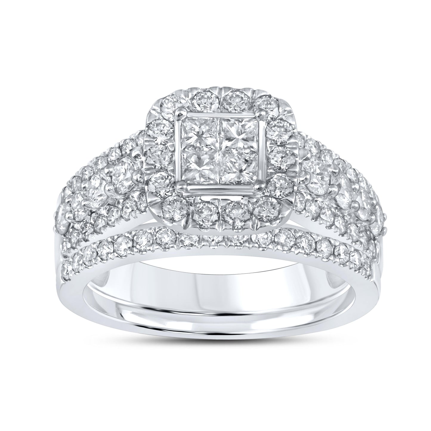 14kt White Gold 1.63 CTW Natural Diamond bridal Ring set