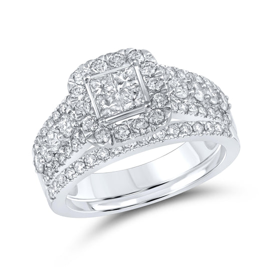 14kt White Gold 1.63 CTW Natural Diamond bridal Ring set