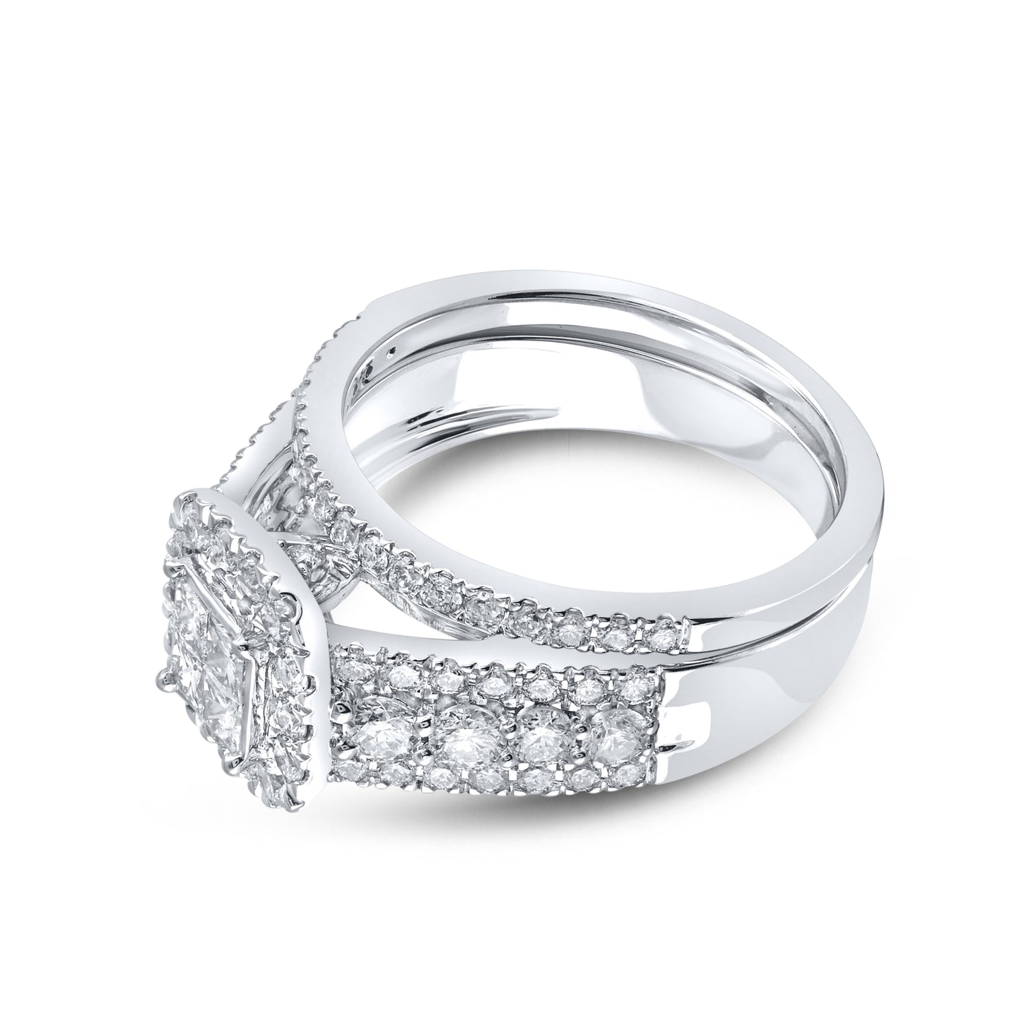 14kt White Gold 1.63 CTW Natural Diamond bridal Ring set