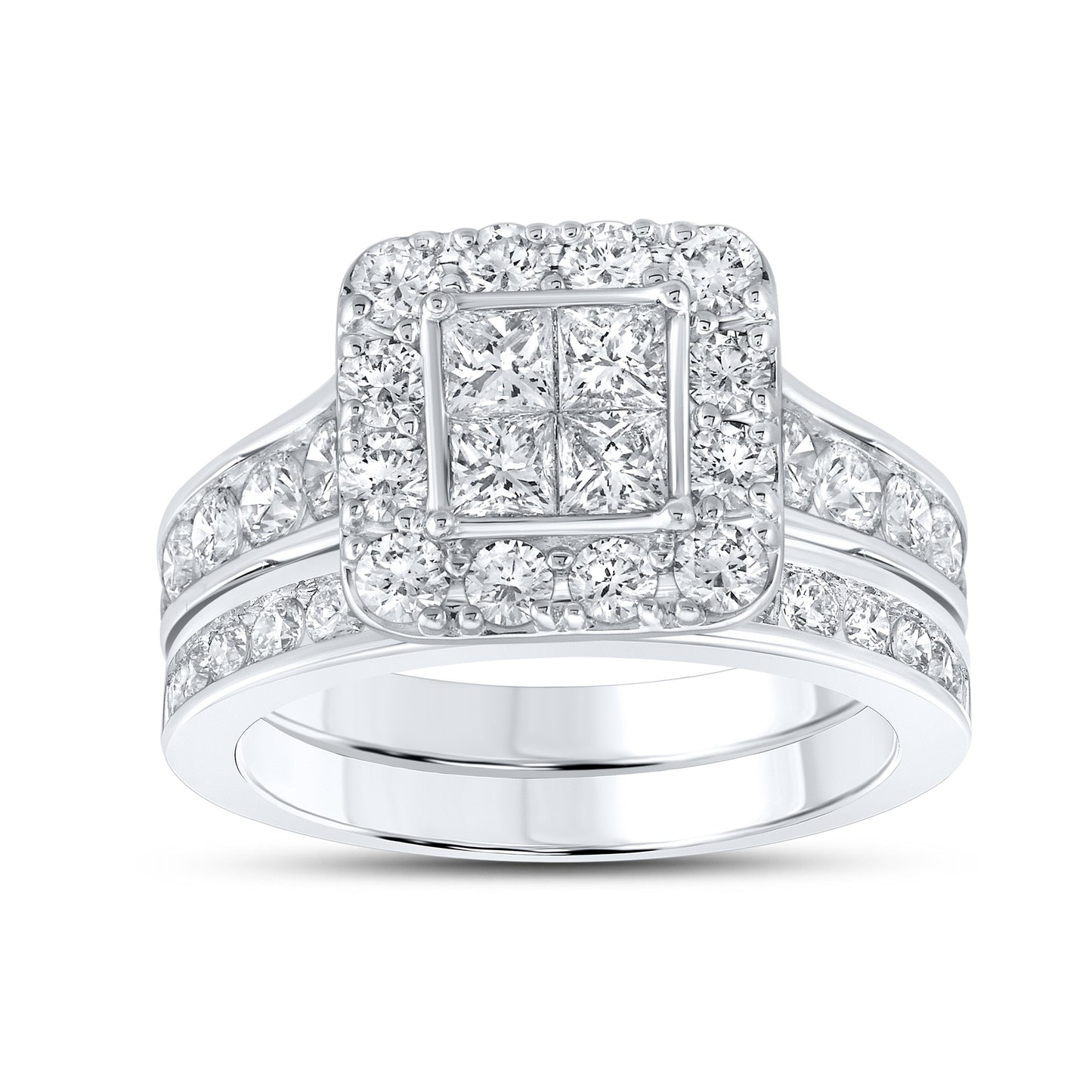 14kt WHITE GOLD 2.50 CTW Natural Diamond Bridal Ring Set