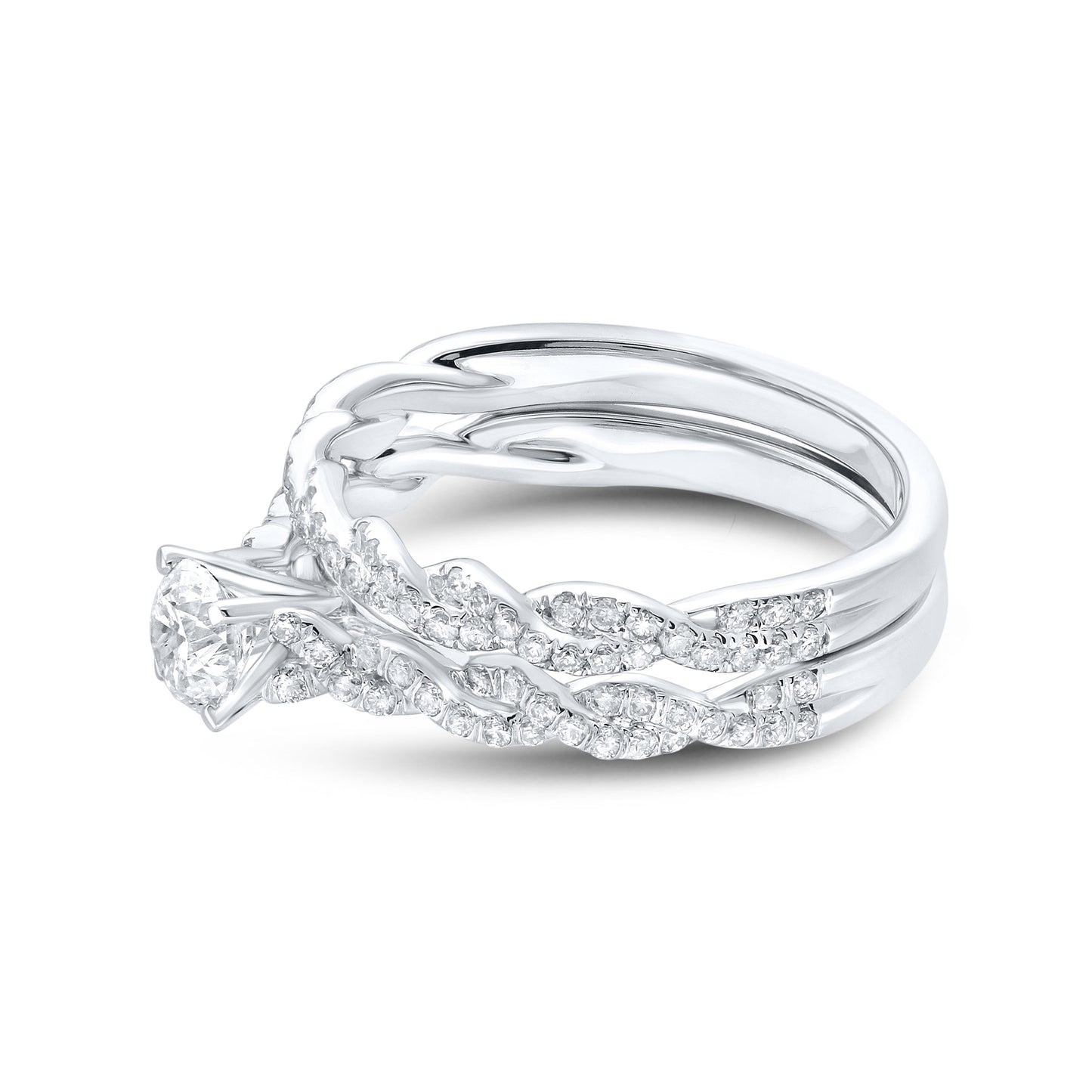 14k White Gold 1.05 CTW Natural Diamond Bridal Ring Set