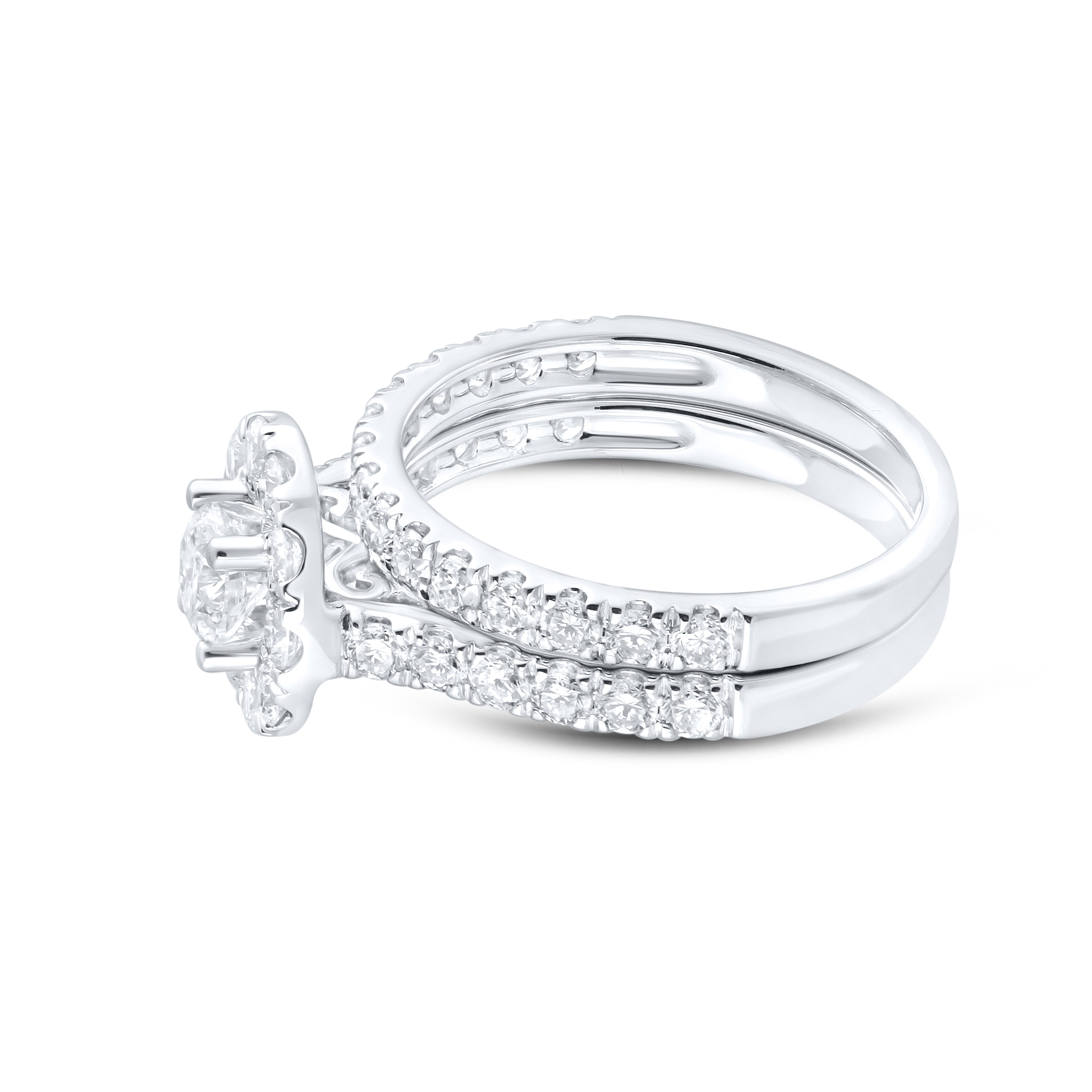 14kt White Gold 2 CTW  Lab Diamond Bridal Ring Set