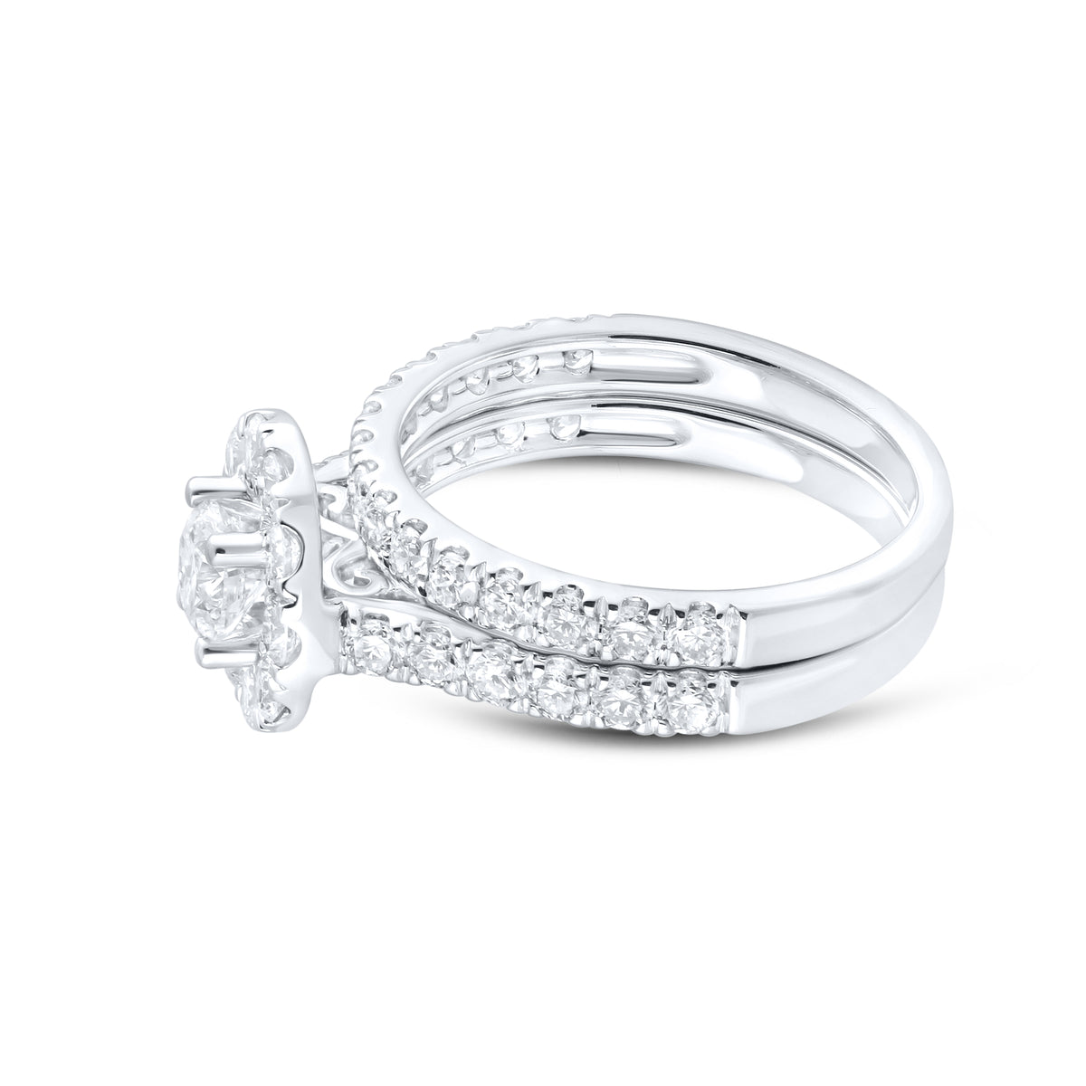 14kt White Gold 2 CTW  Lab Diamond Bridal Ring Set