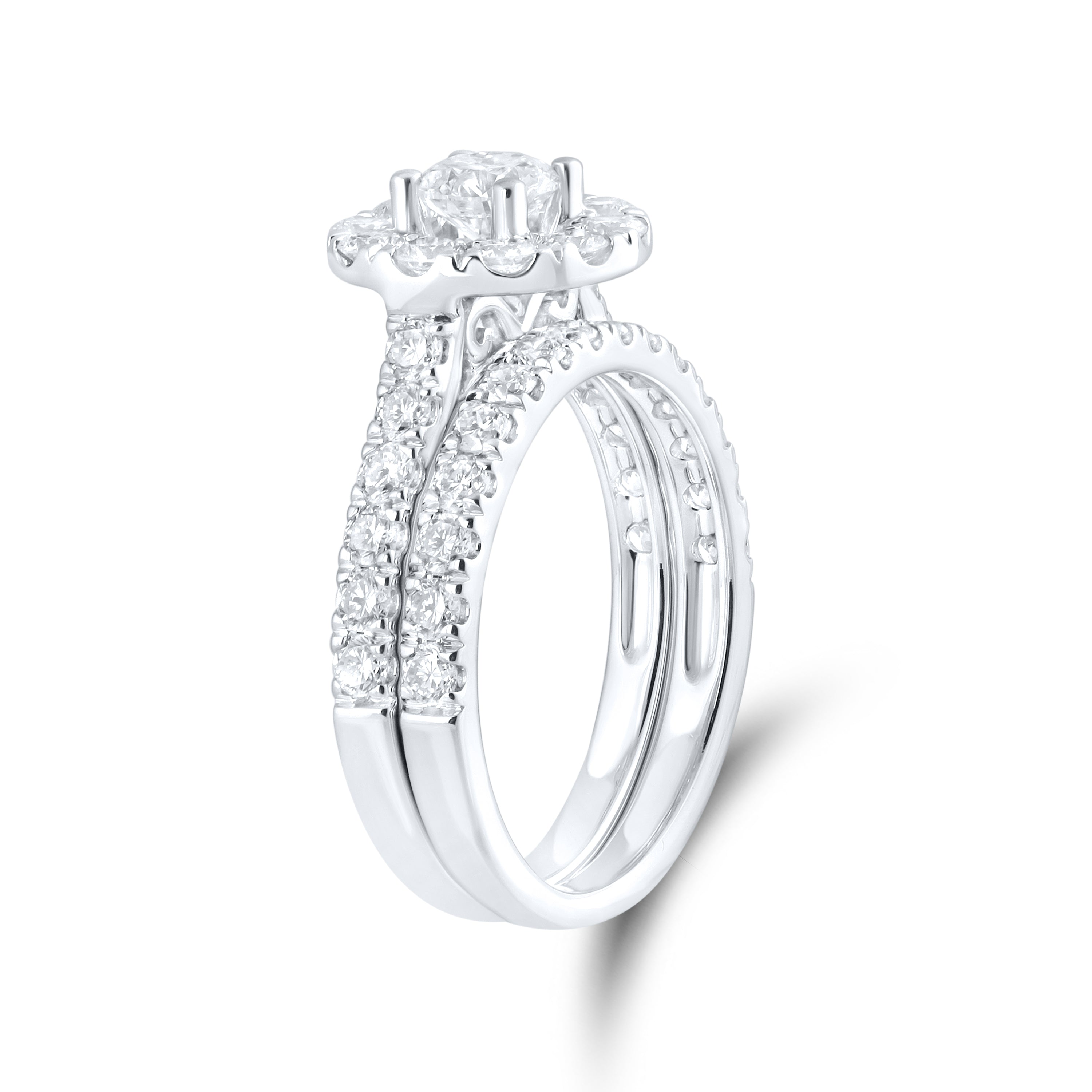 14kt White Gold 2 CTW  Lab Diamond Bridal Ring Set