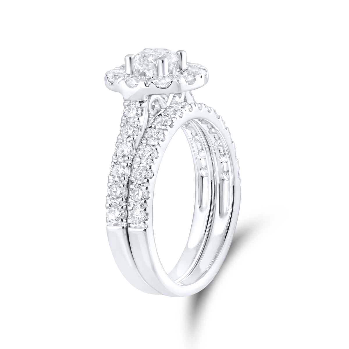 14kt White Gold 2 CTW  Lab Diamond Bridal Ring Set