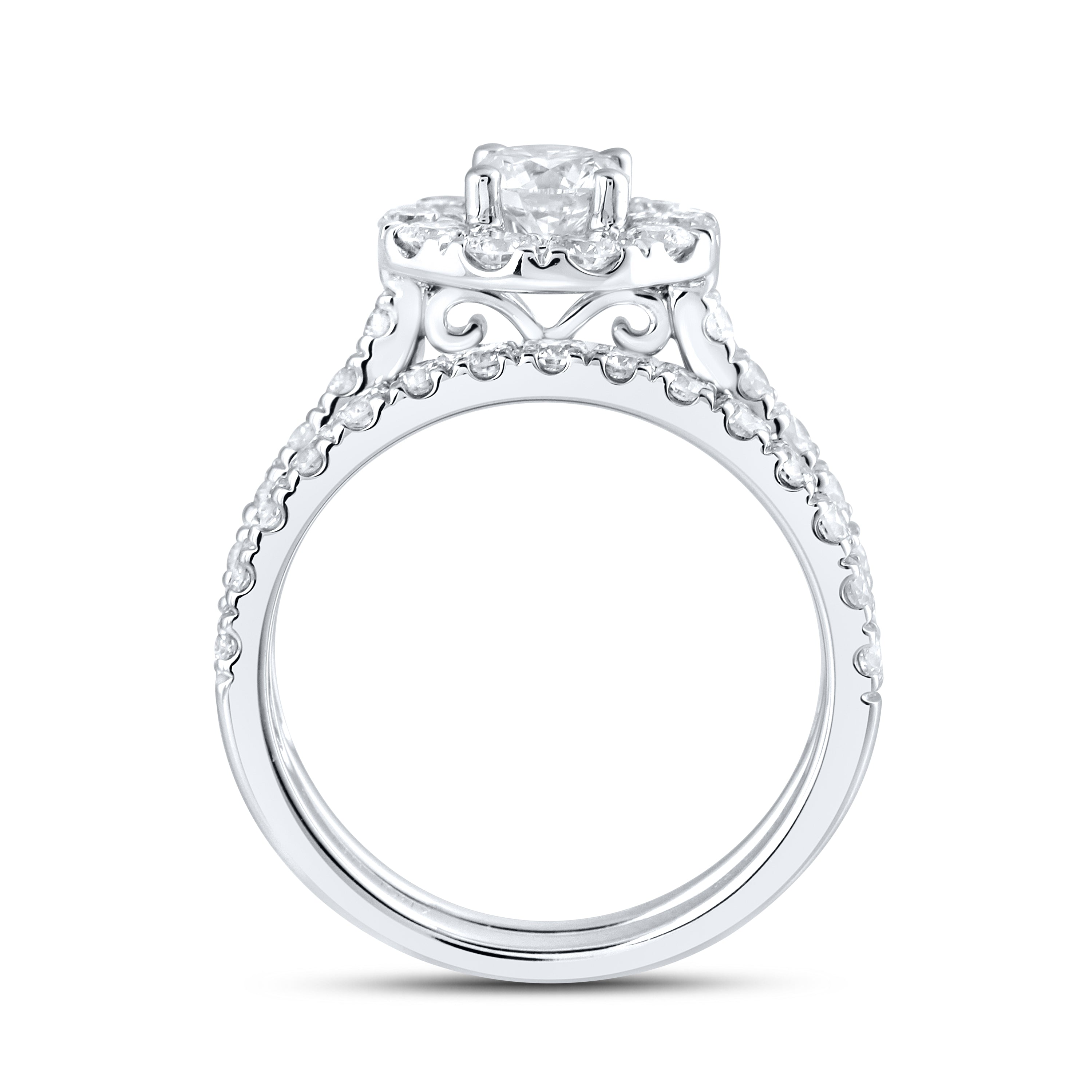 14kt White Gold 2 CTW  Lab Diamond Bridal Ring Set