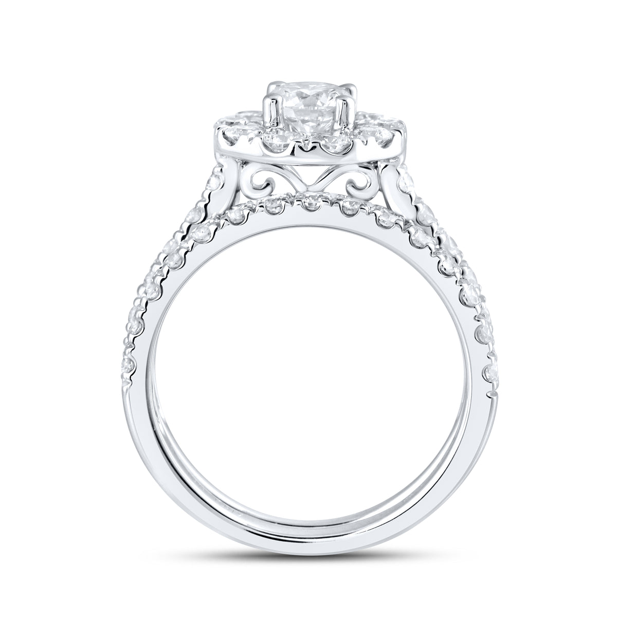 14kt White Gold 2 CTW  Lab Diamond Bridal Ring Set
