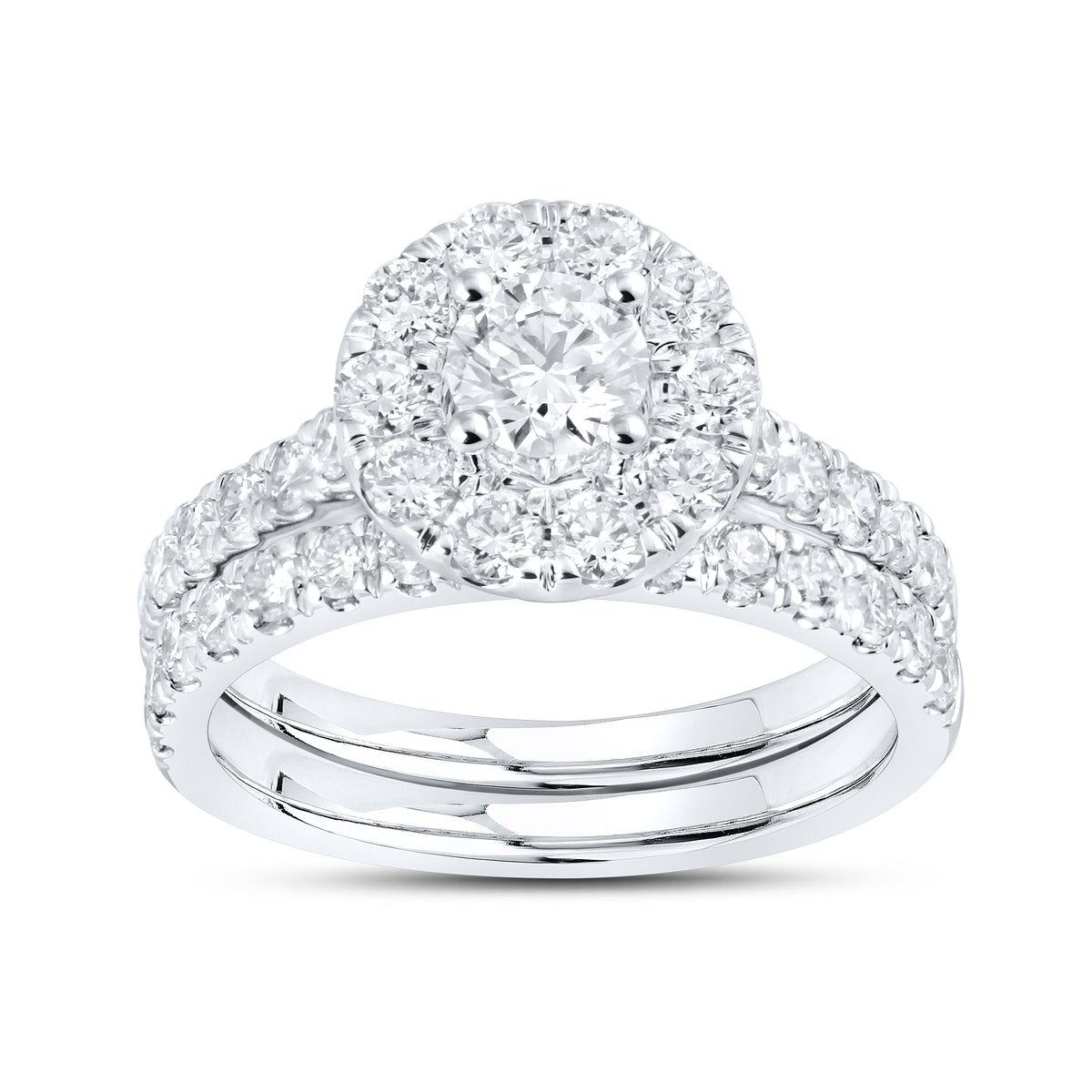 14kt White Gold 2 CTW  Lab Diamond Bridal Ring Set