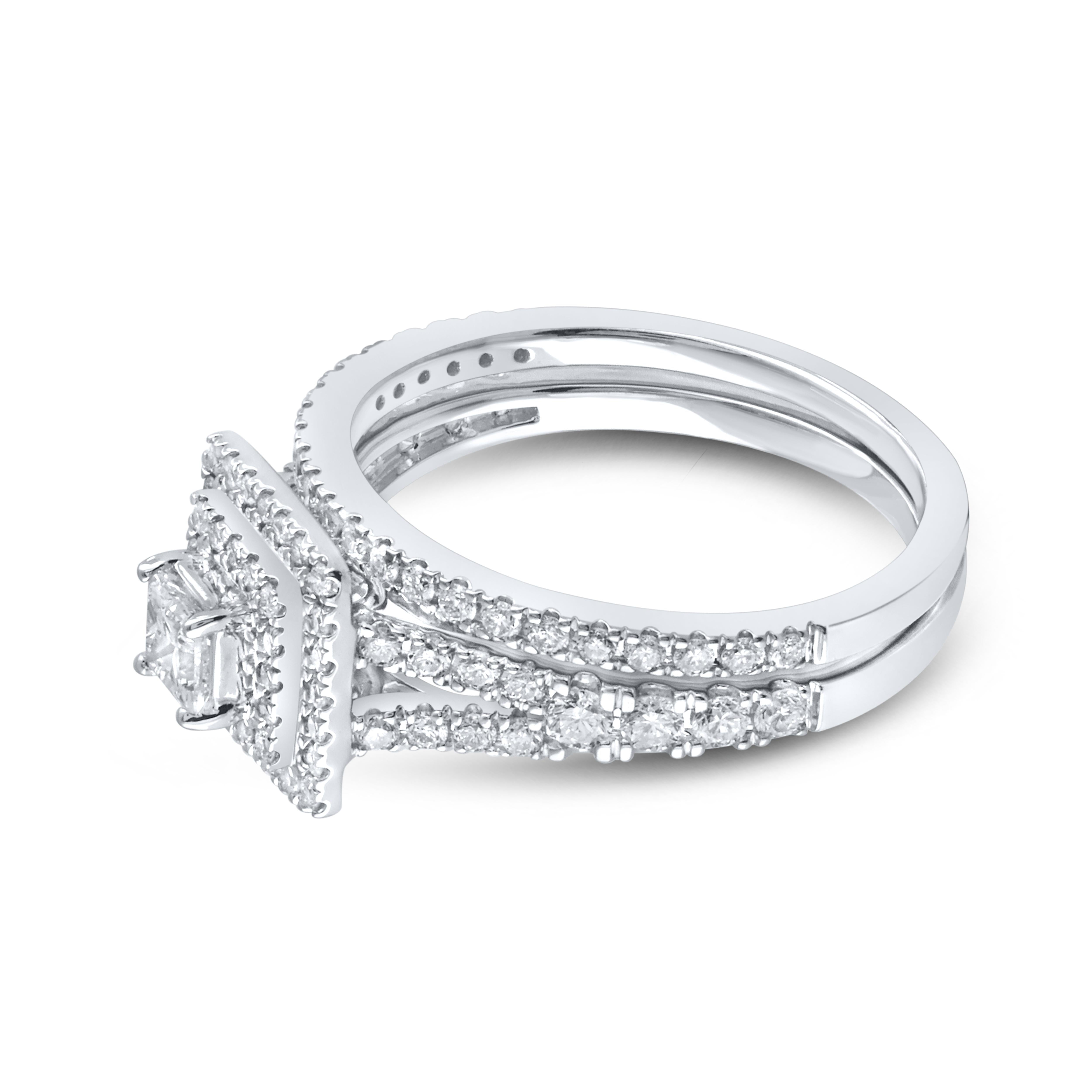 14kt White Gold 1.00 CTW Natural Diamond Bridal Ring Set