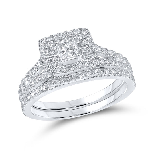 14kt White Gold 1.00 CTW Natural Diamond Bridal Ring Set