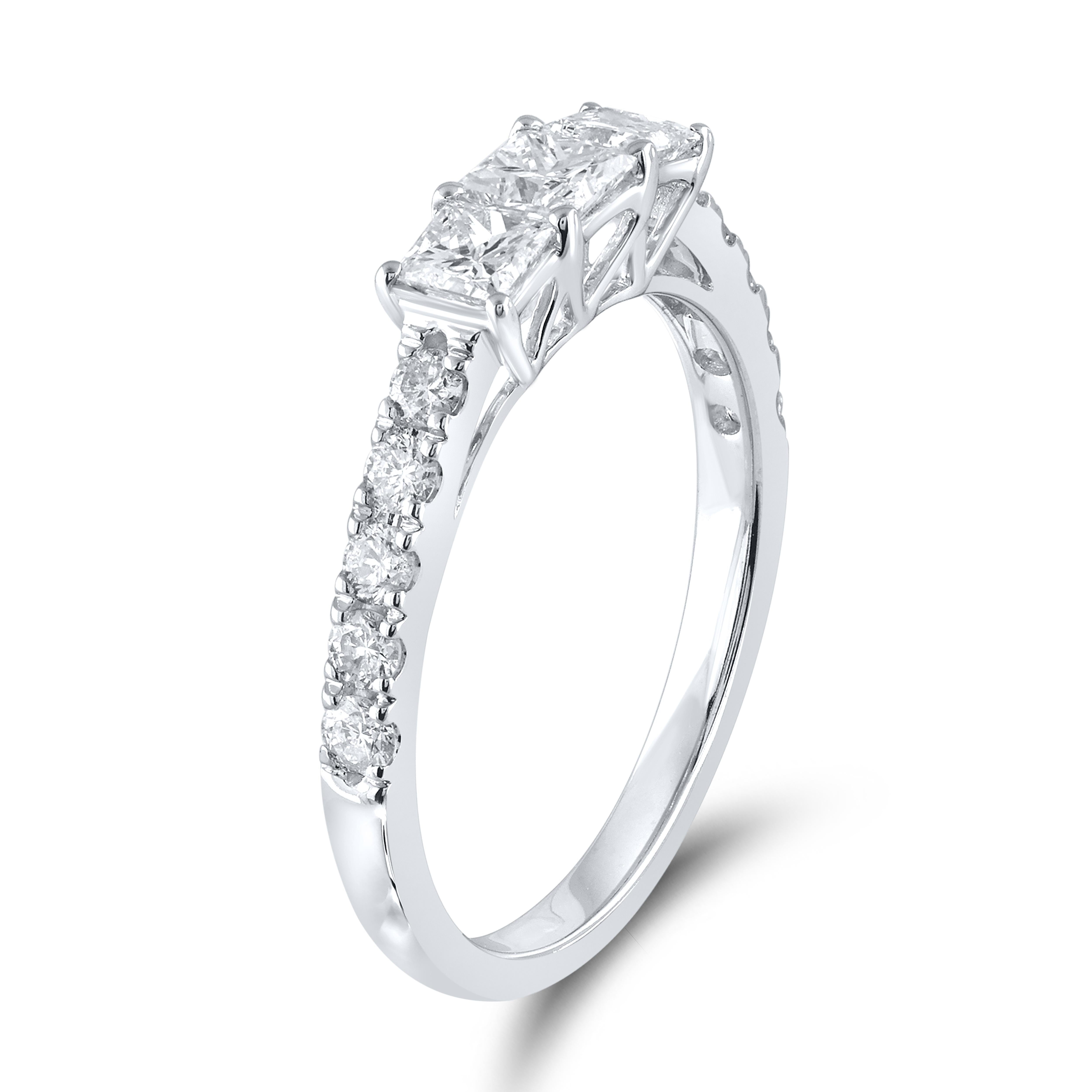 10kt White Gold 1.00 CTW Three stone Natural Diamond Bridal ring