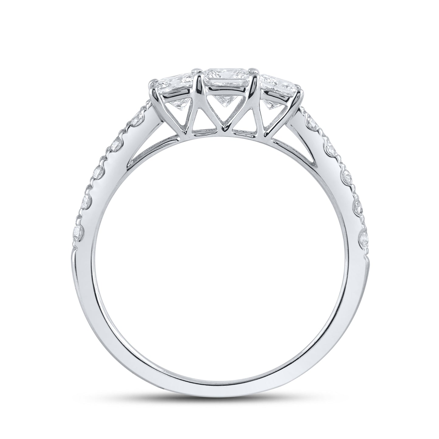 10kt White Gold 1.00 CTW Three stone Natural Diamond Bridal ring