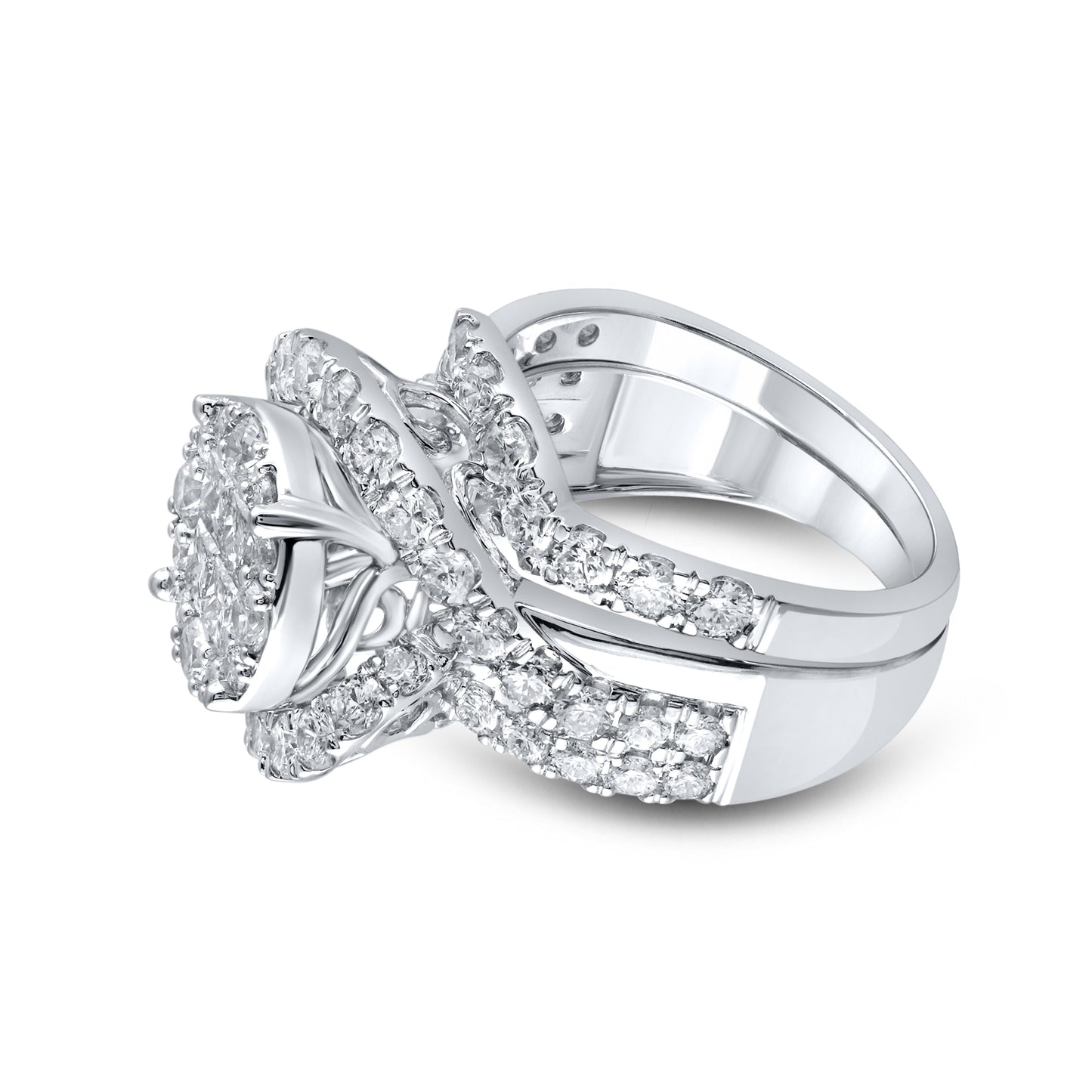 14kt White Gold 3.03 CTW Natural Diamond Bridal Ring Set