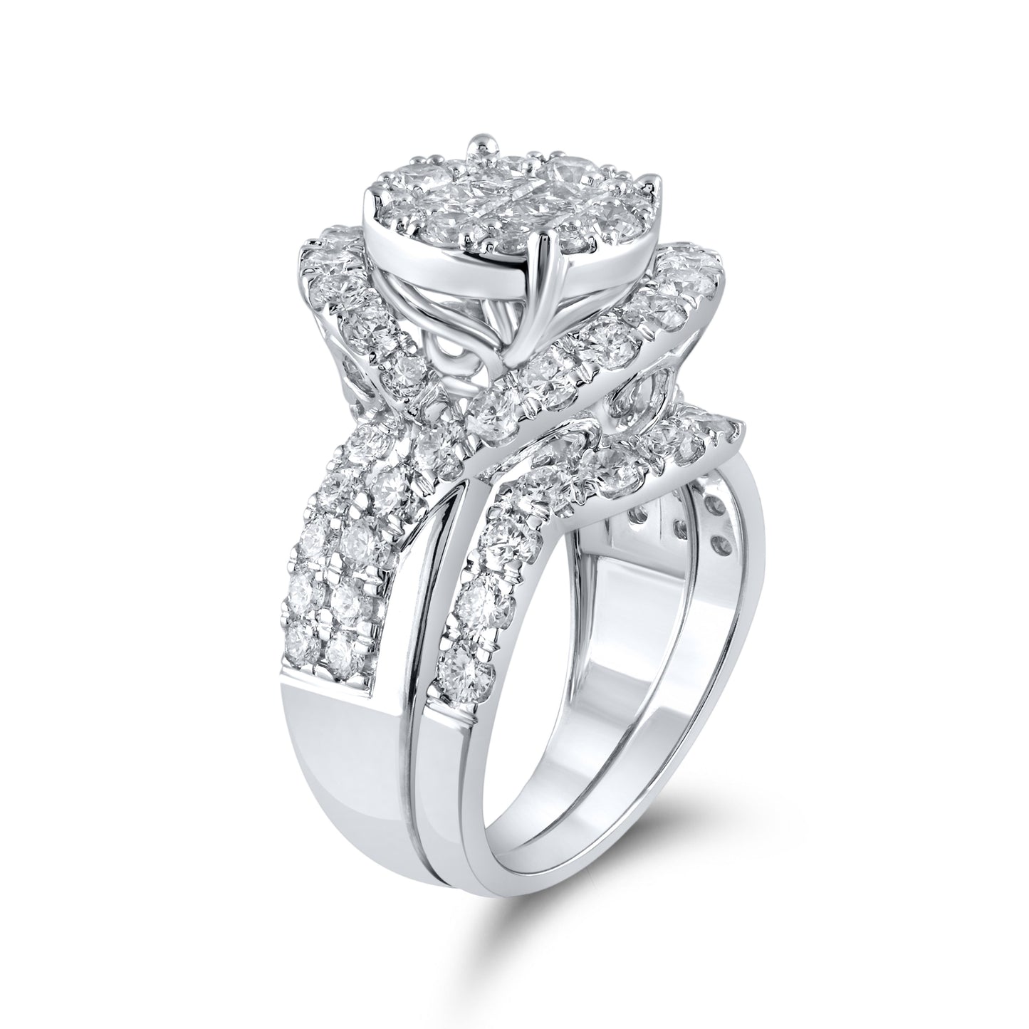 14kt White Gold 3.03 CTW Natural Diamond Bridal Ring Set