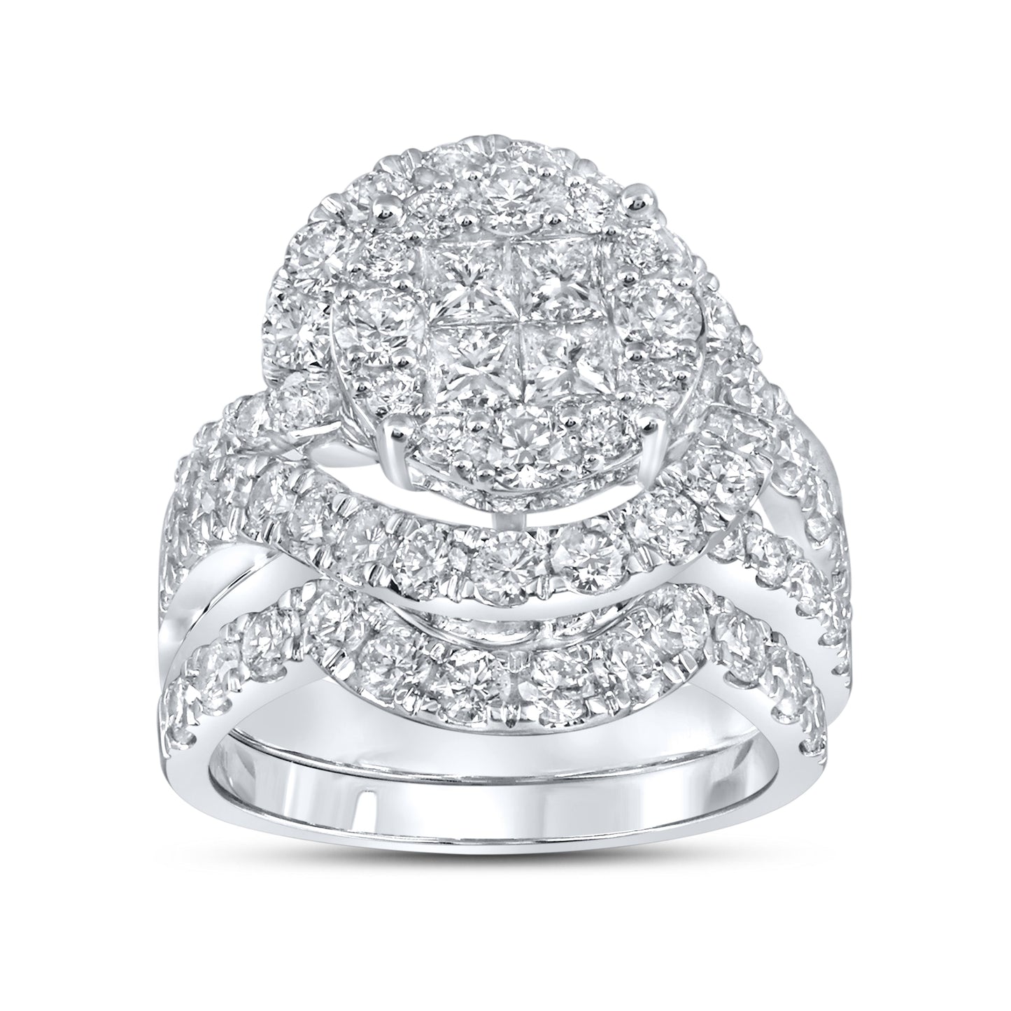 14kt White Gold 3.03 CTW Natural Diamond Bridal Ring Set