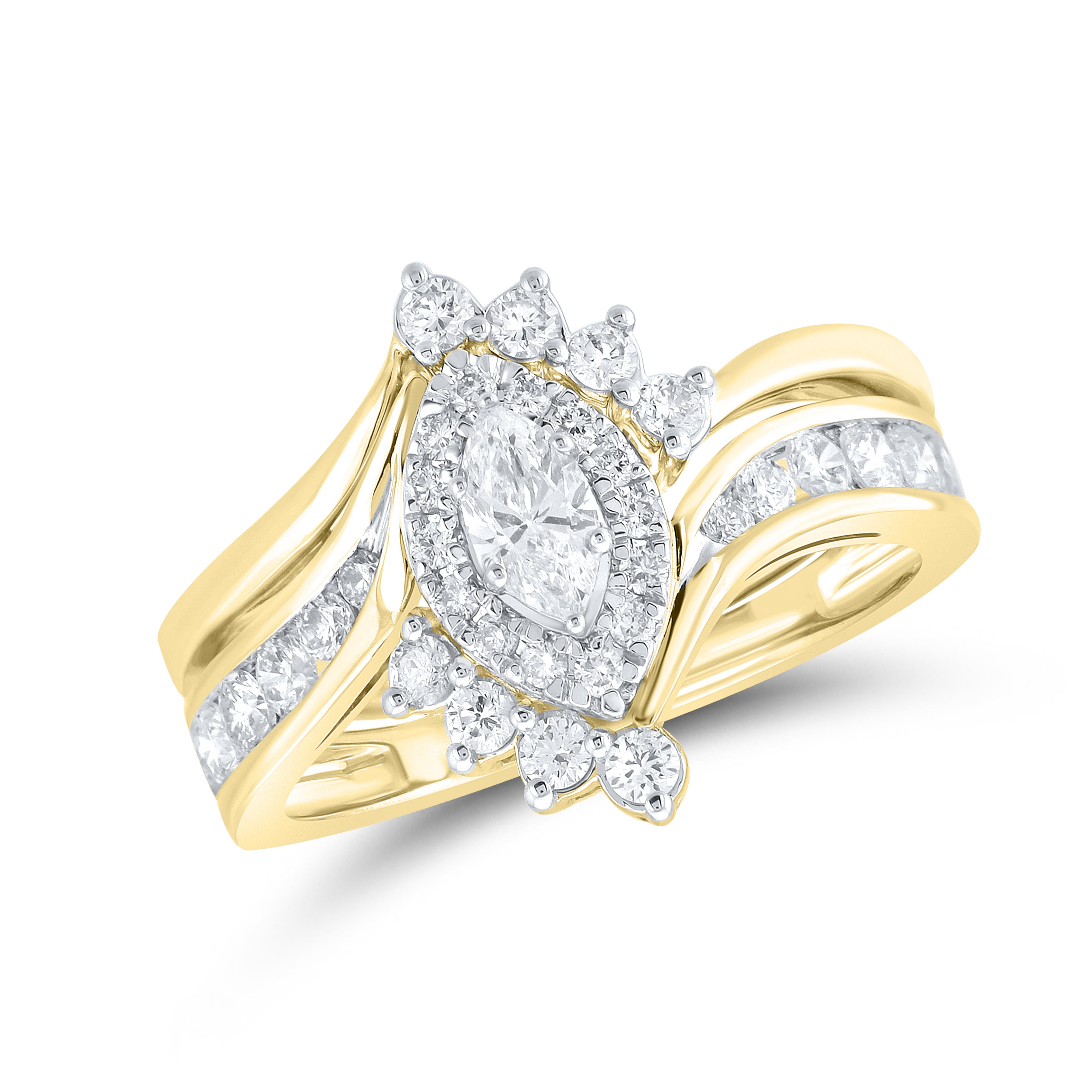 14k Yellow Gold 1.01 CTW Natural Diamond Bridal Ring Set
