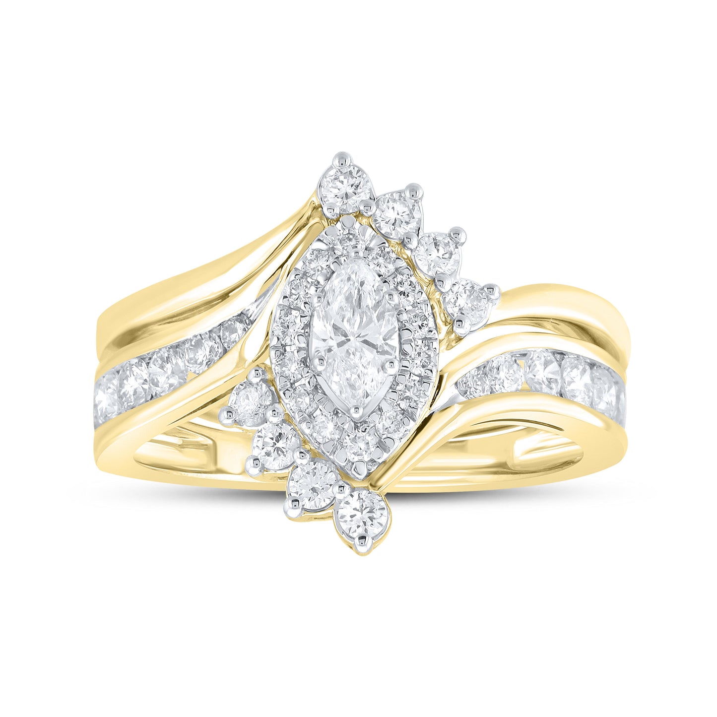 14k Yellow Gold 1.01 CTW Natural Diamond Bridal Ring Set