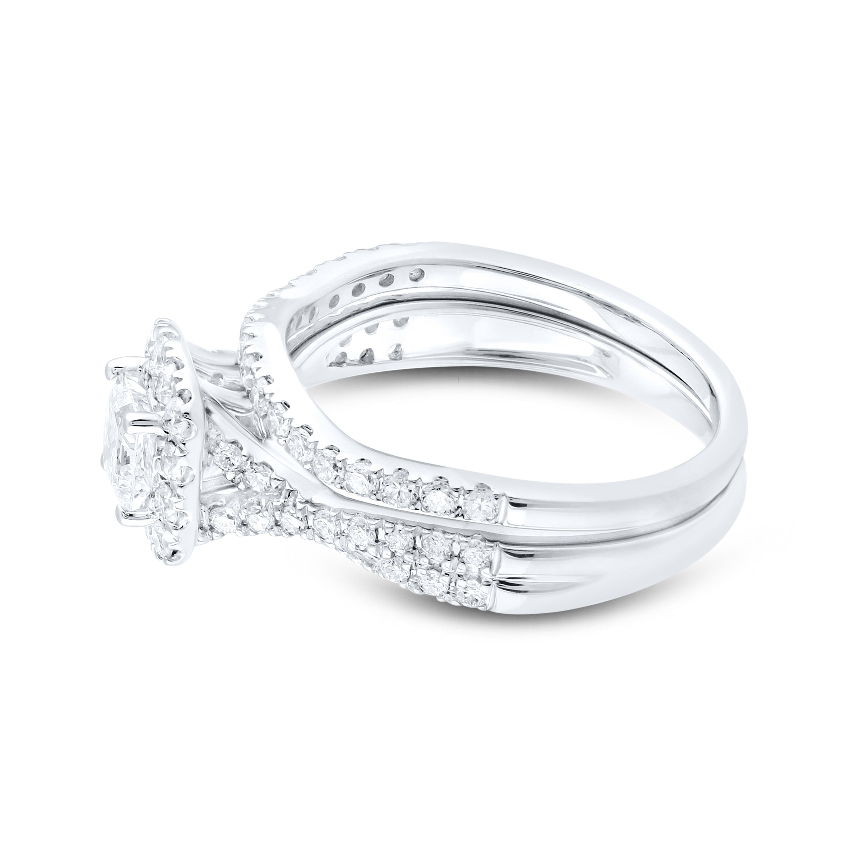 14kt White Gold 1.22 CTW Lab Diamond Bridal Ring Set