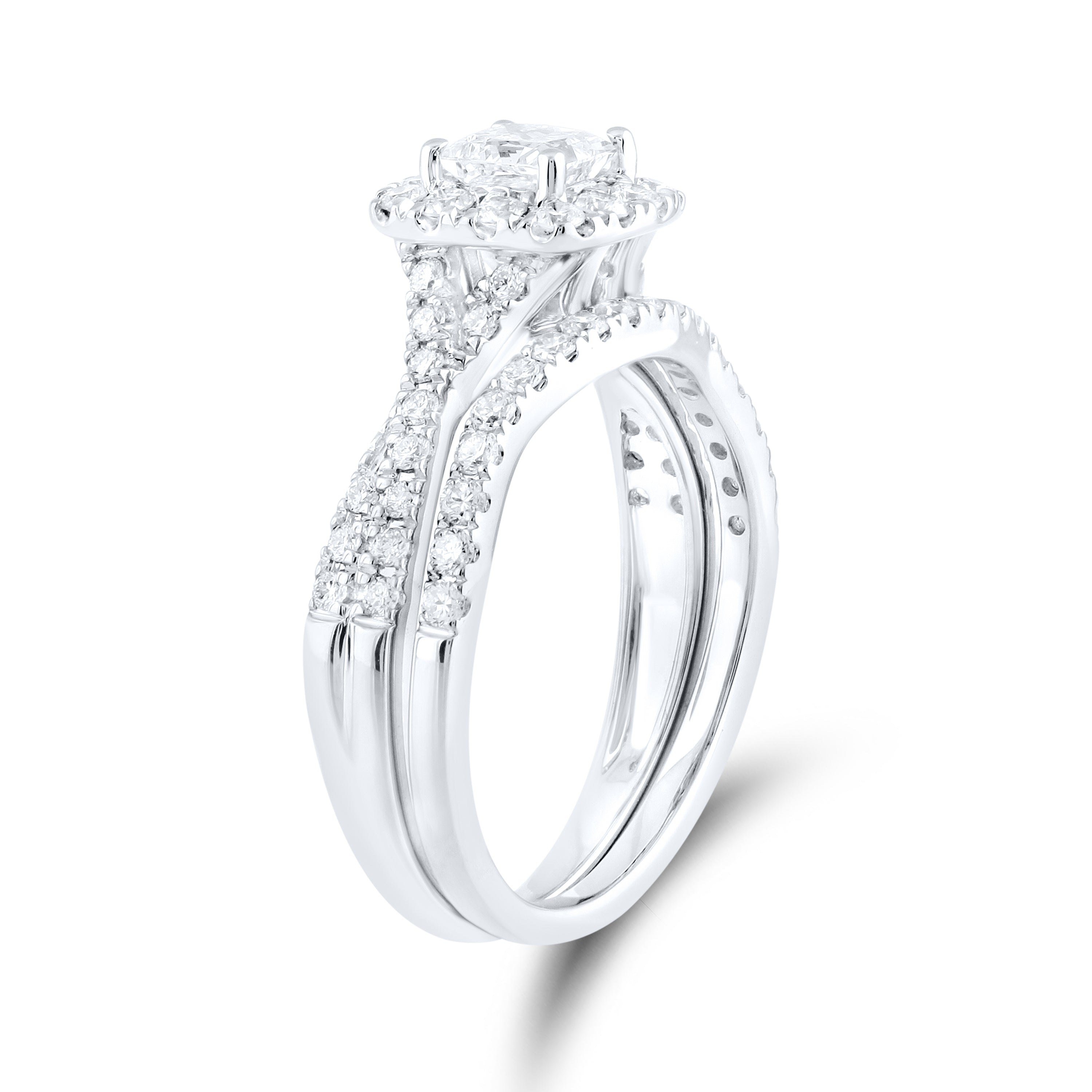 14kt White Gold 1.22 CTW Lab Diamond Bridal Ring Set