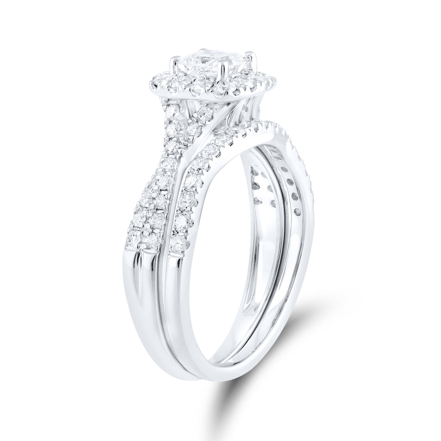 14kt White Gold 1.22 CTW Lab Diamond Bridal Ring Set