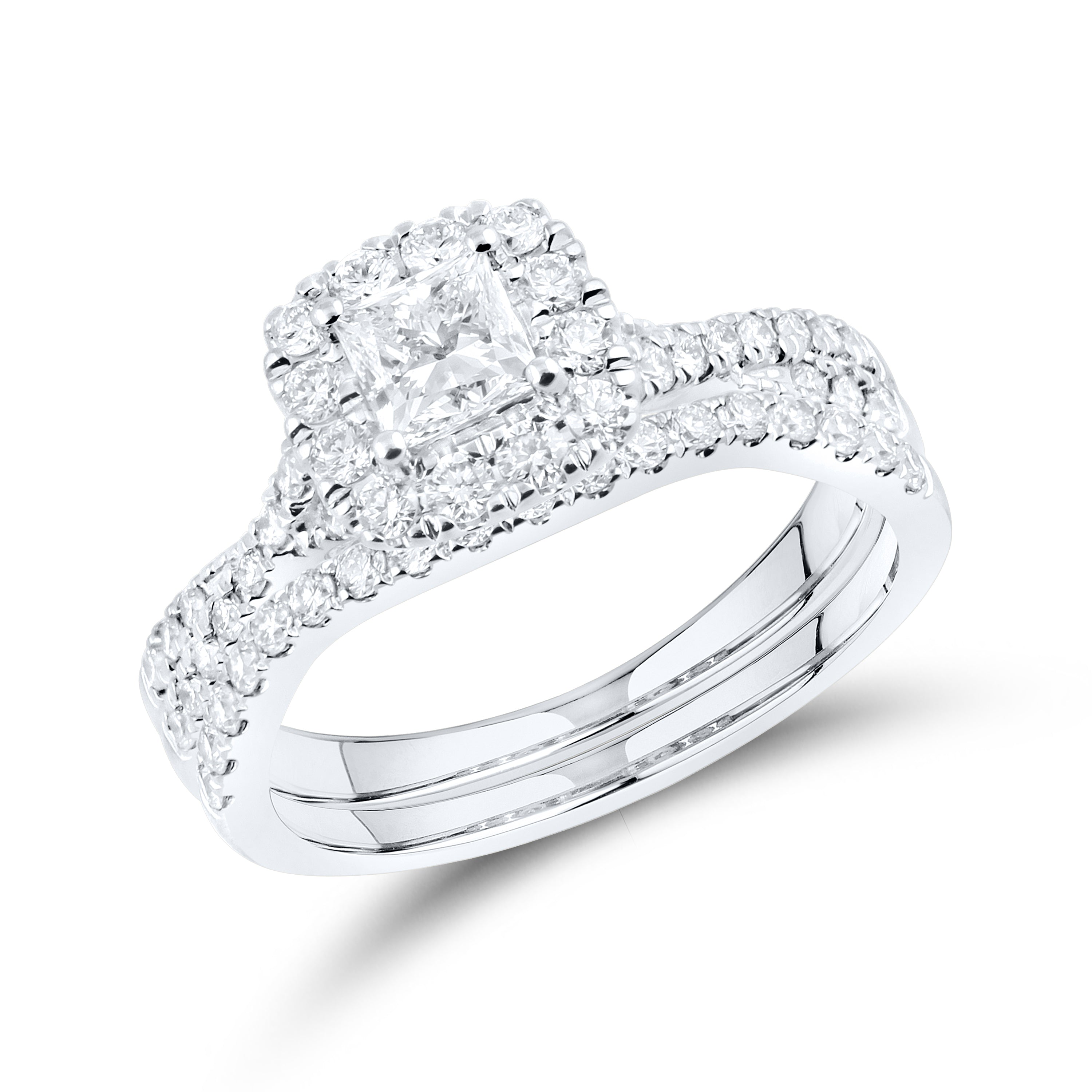14kt White Gold 1.22 CTW Lab Diamond Bridal Ring Set