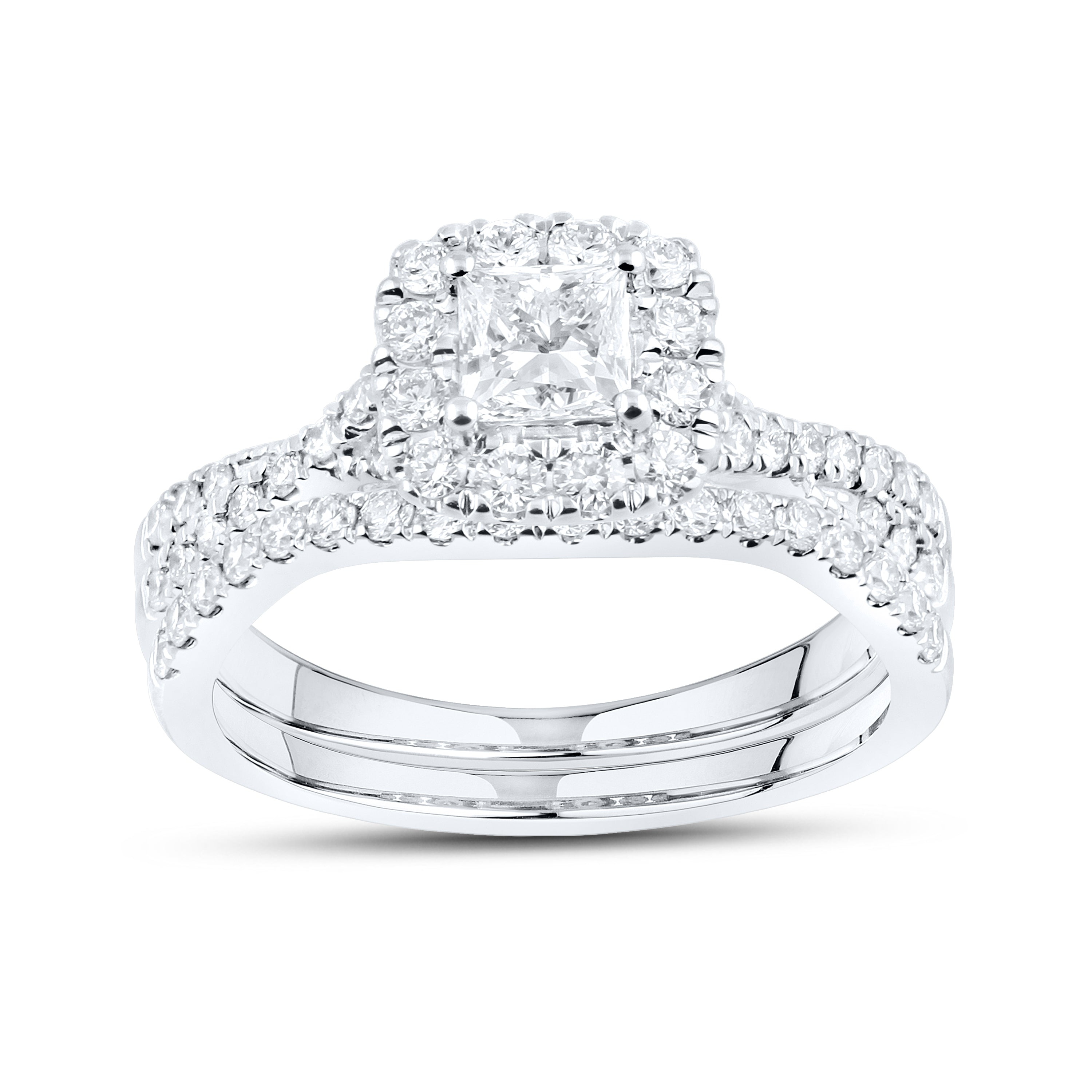 14kt White Gold 1.22 CTW Lab Diamond Bridal Ring Set
