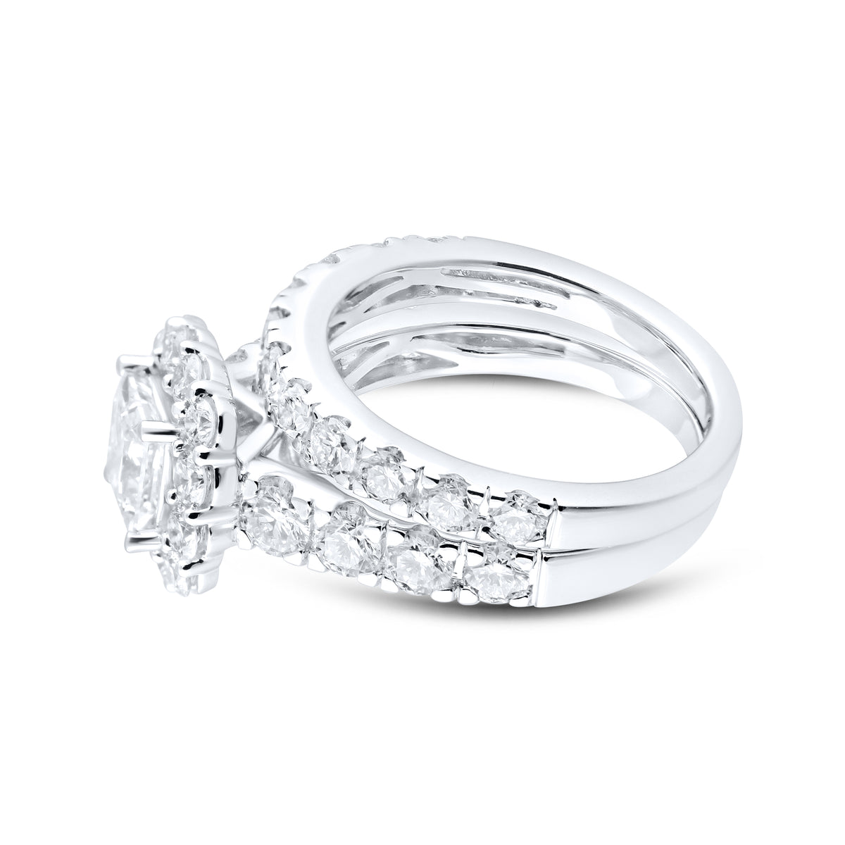 14kt White Gold 3.52 CTW Lab Diamond Bridal Engagement Ring Set