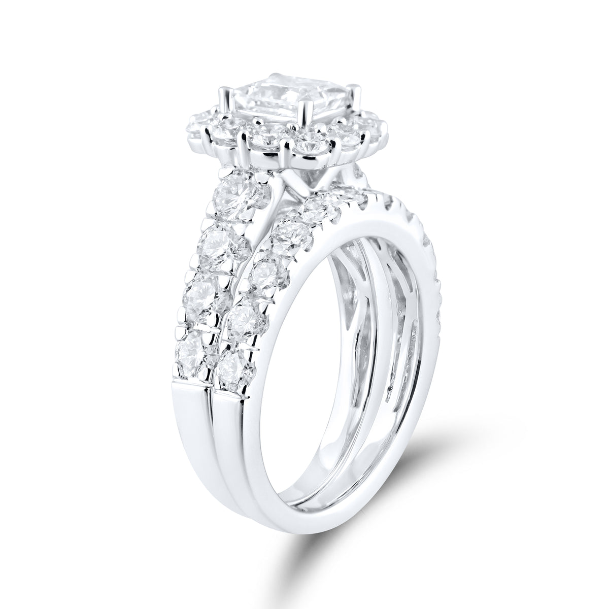 14kt White Gold 3.52 CTW Lab Diamond Bridal Engagement Ring Set