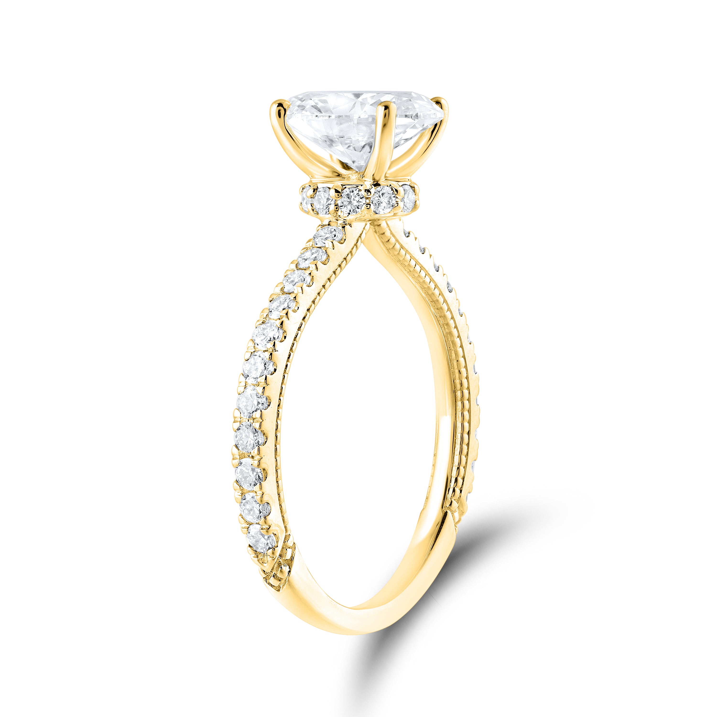 14KT YELLOW GOLD 2.00 CTW LAB DIAMOND OVAL RING