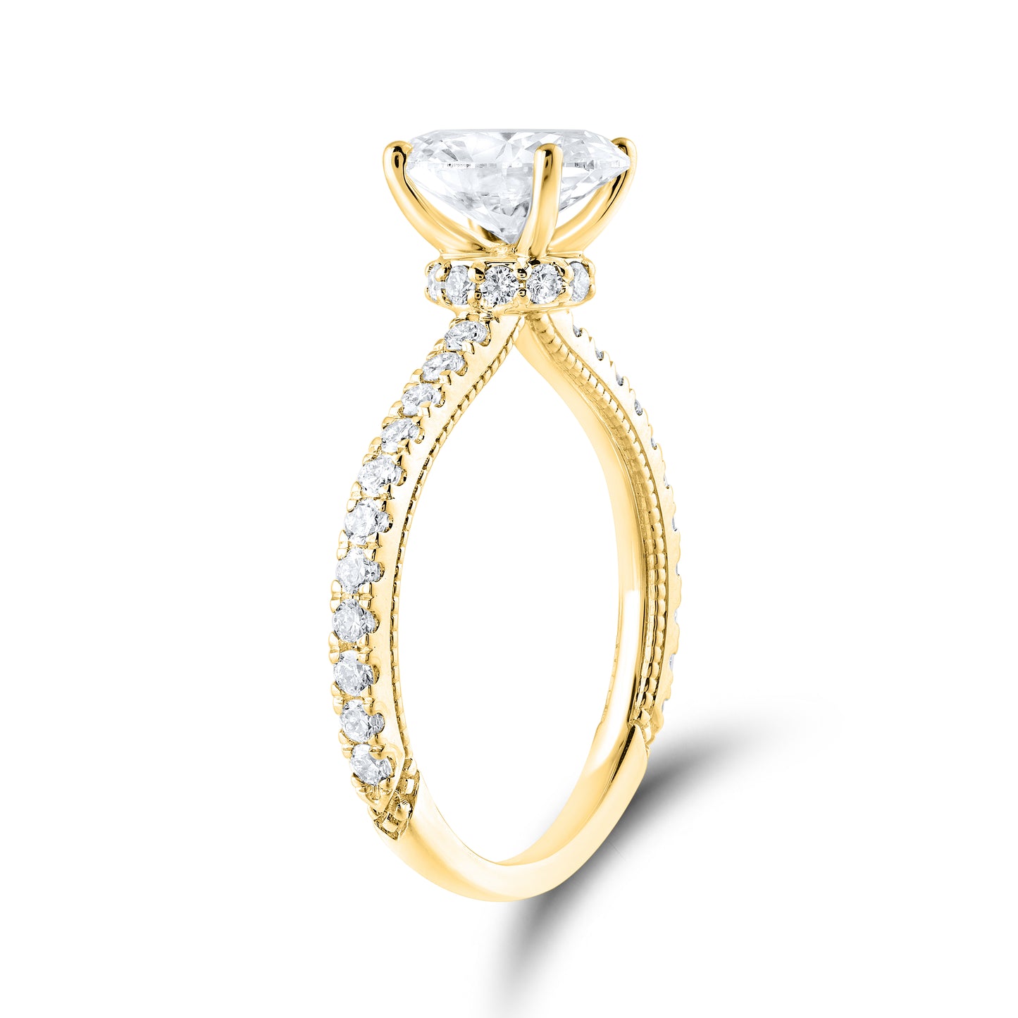 14KT YELLOW GOLD 2.00 CTW LAB DIAMOND OVAL RING