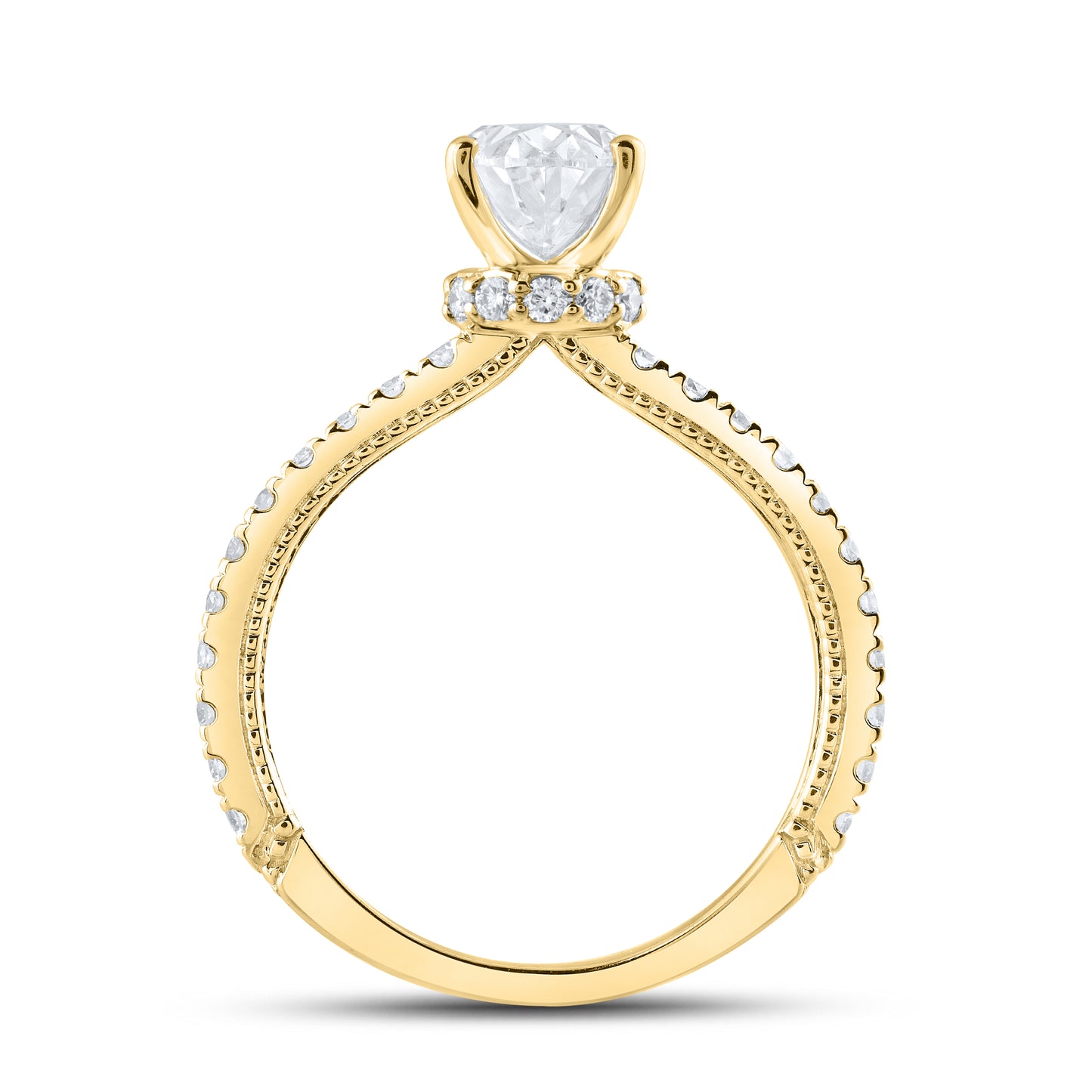 14KT YELLOW GOLD 2.00 CTW LAB DIAMOND OVAL RING