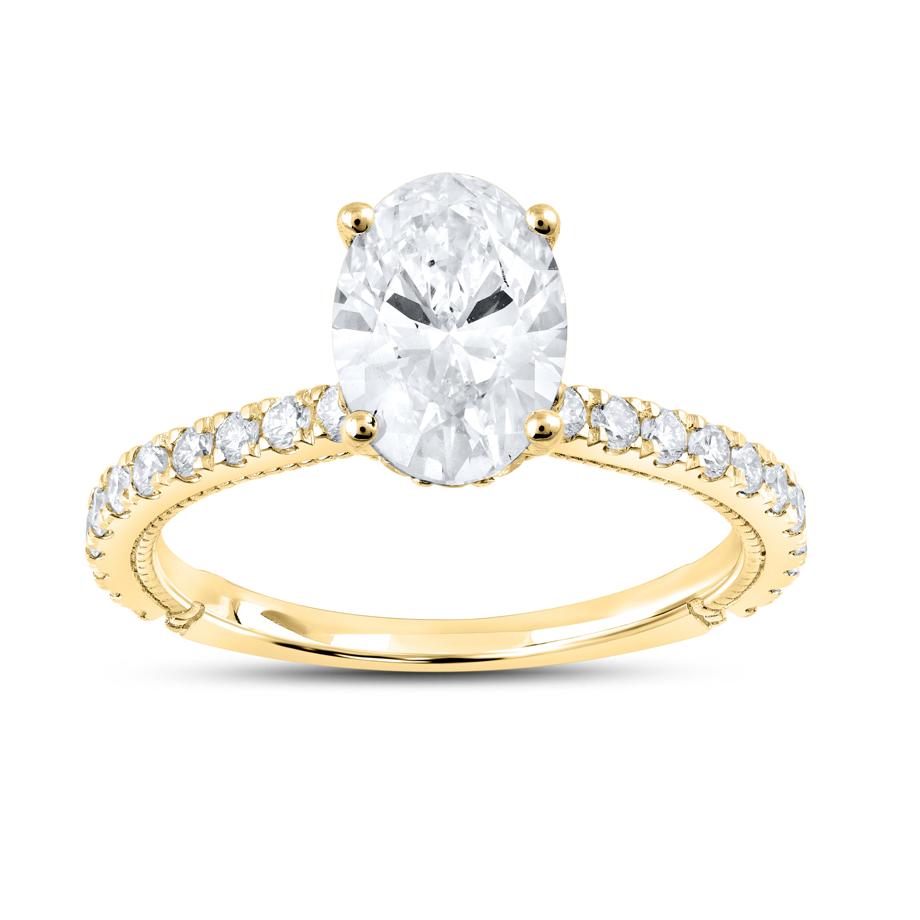 14KT YELLOW GOLD 2.00 CTW LAB DIAMOND OVAL RING