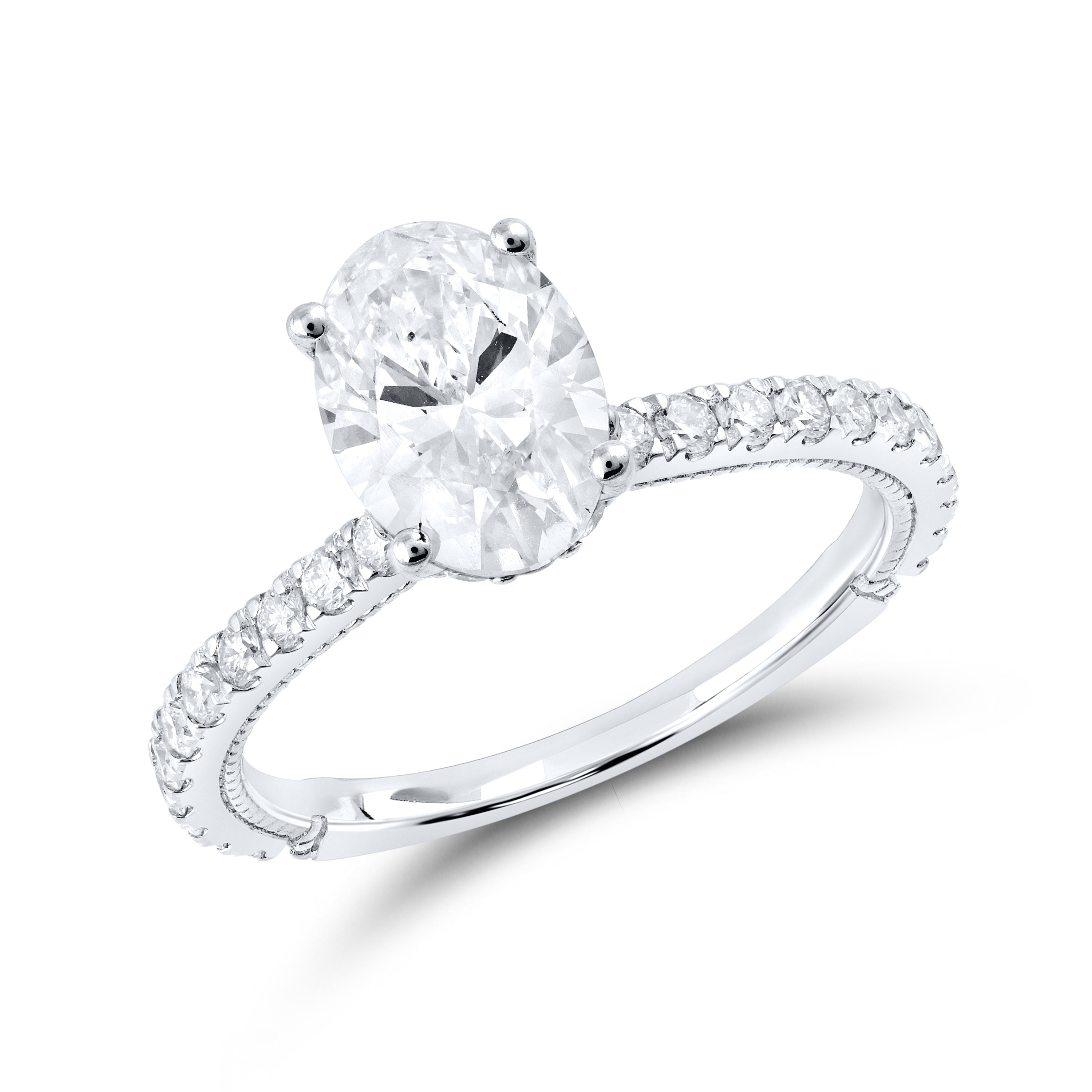 14KT WHITE GOLD 2.00 CTW LAB DIAMOND OVAL RING