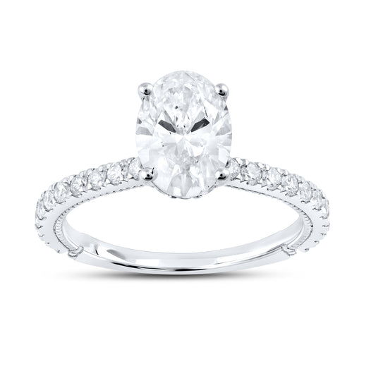 14KT WHITE GOLD 2.00 CTW LAB DIAMOND OVAL RING
