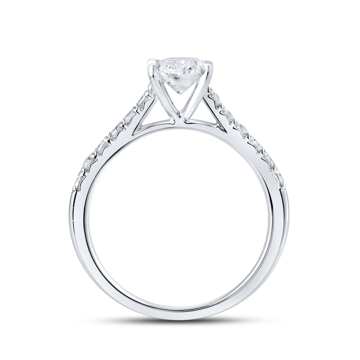 14KT WHITE GOLD 1.25 CTW LAB DIAMOND ROUND Shape RING
