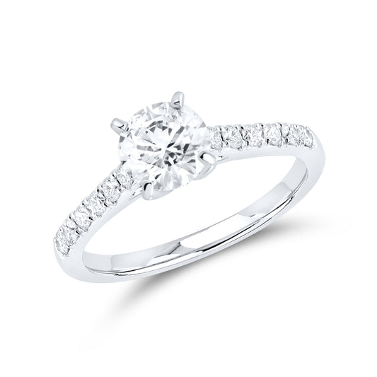 14KT WHITE GOLD 1.25 CTW LAB DIAMOND ROUND Shape RING