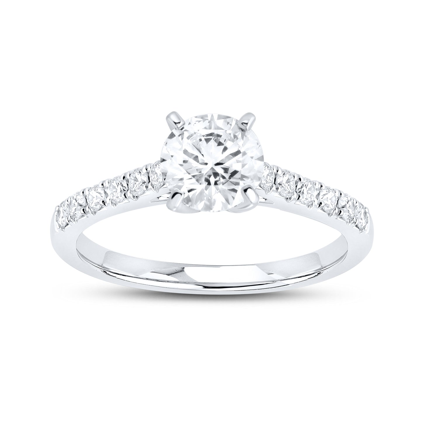 14KT WHITE GOLD 1.25 CTW LAB DIAMOND ROUND Shape RING
